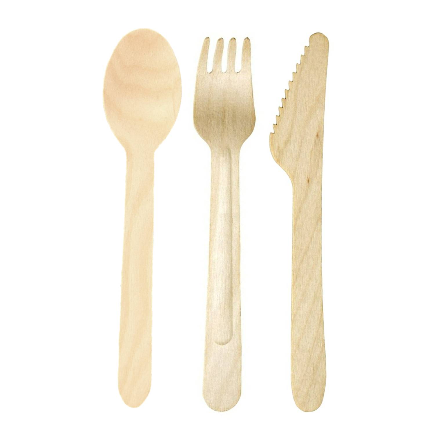 1000 x Holzgeschirr Set Löffel Gabel Messer Camping Besteck Holz Geschirr BBQ Grillen Einwegbesteck Einweg Holzbesteck