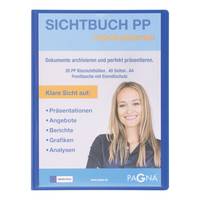 Blauer PAGNA-Präsentationsmappenordner mit der Bezeichnung 