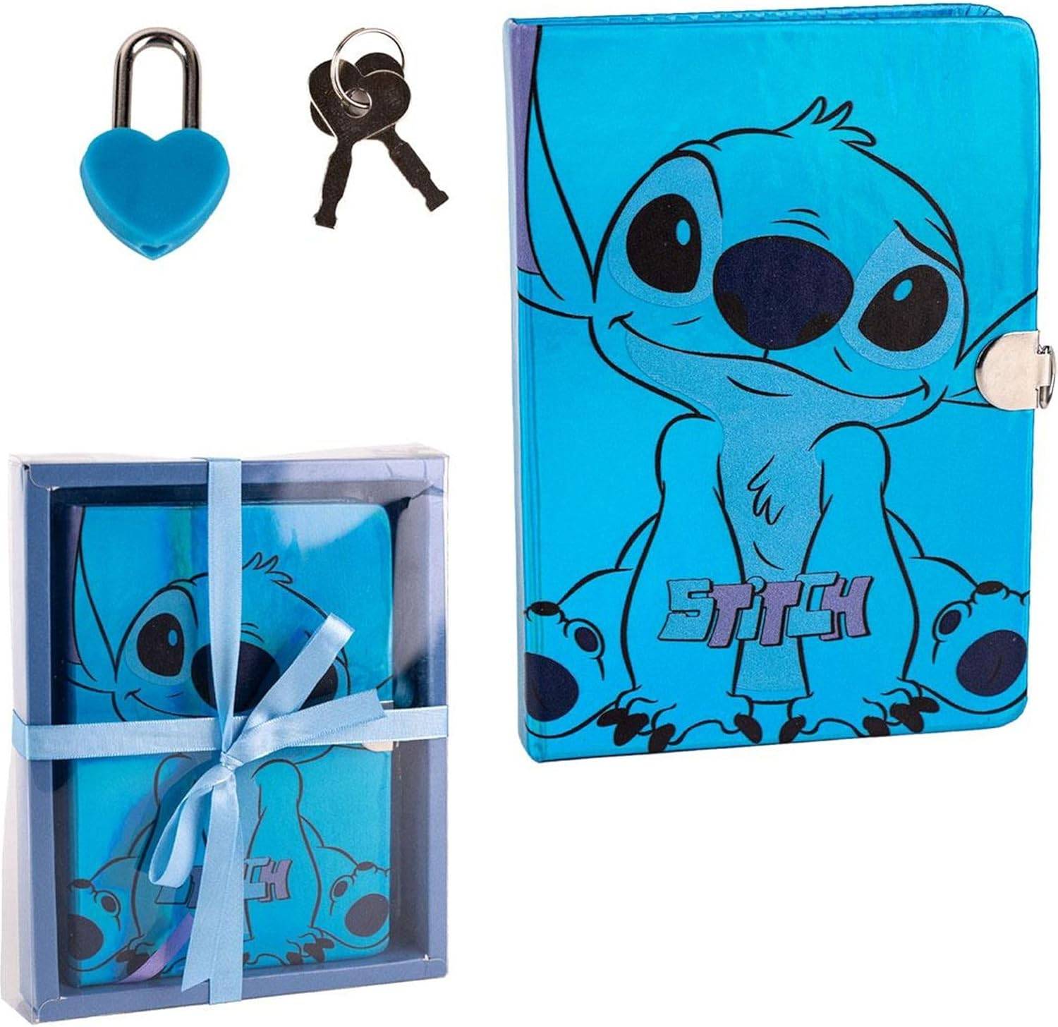 Stitch Tagebuch Farbe Blau Inklusive Schloss in Geschenkbox