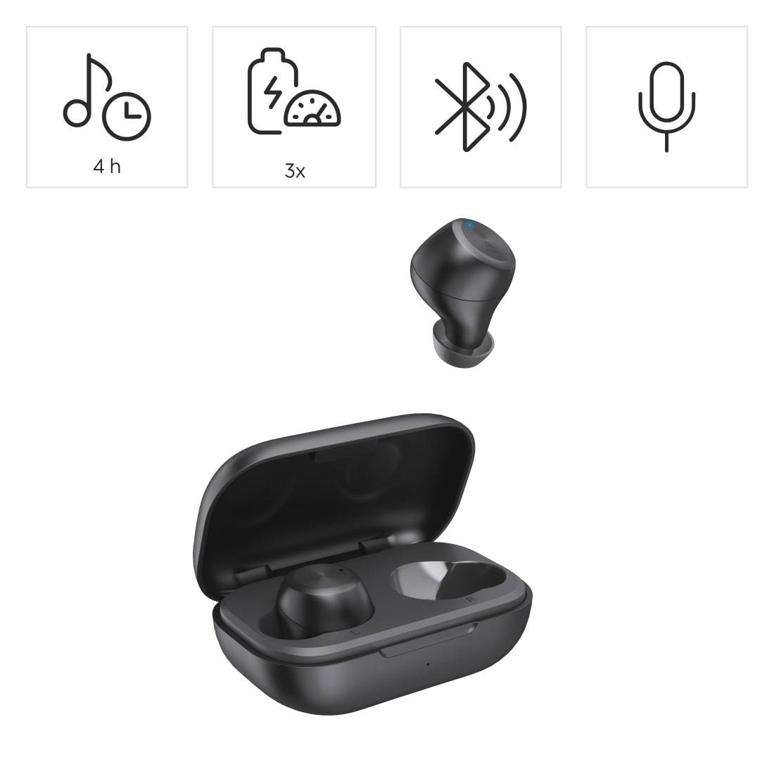 HAMA Kabellose Kopfhörer, Spirit Chop II, TWS, In-Ear, Equalizer, Schwarz