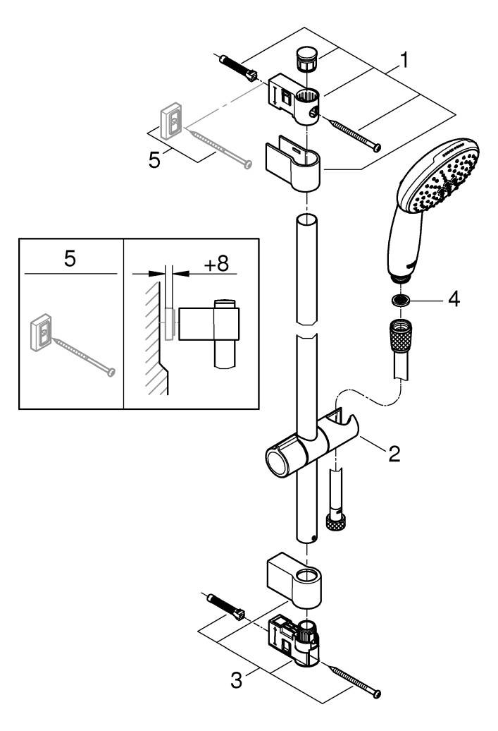 GROHE Brausestangenset Tempesta 110 27646_3 900mm 2 Strahlarten chrom