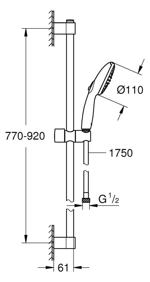 GROHE Brausestangenset Tempesta 110 27646_3 900mm 2 Strahlarten chrom