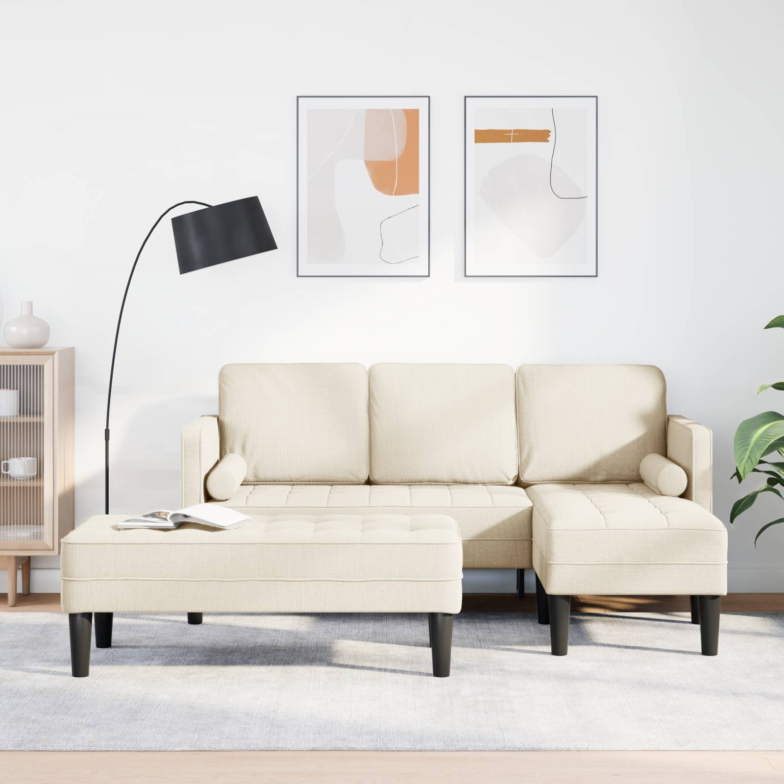 vidaXL 2-teiliges Sofa Set mit Kissen aus Leinen