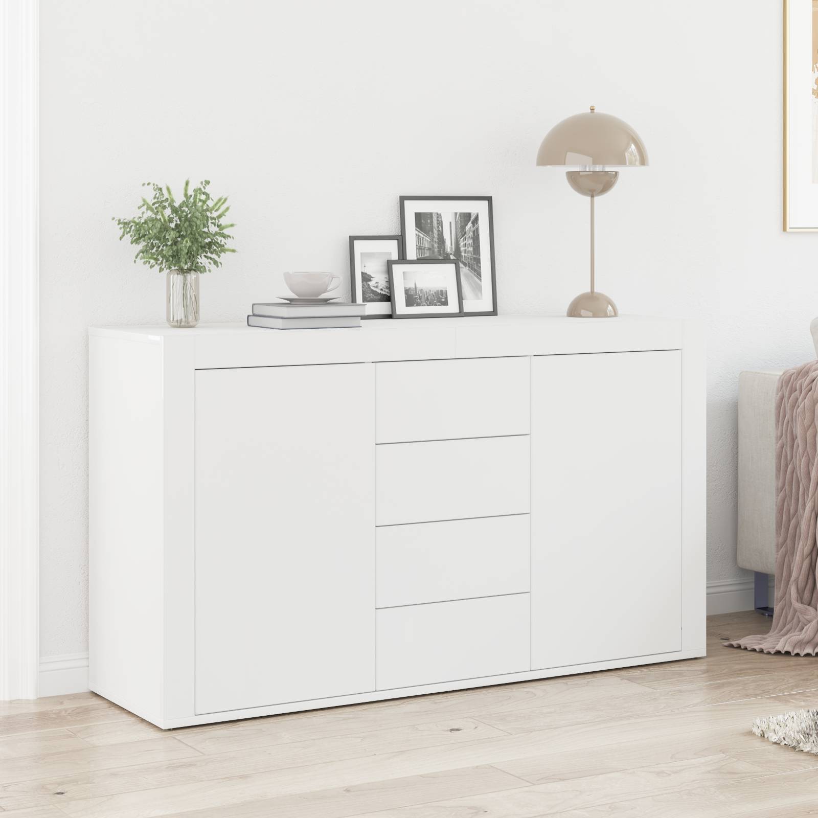 vidaXL Weißes Sideboard Weiß Holz 120 x 36 x 69 cm Stauraum