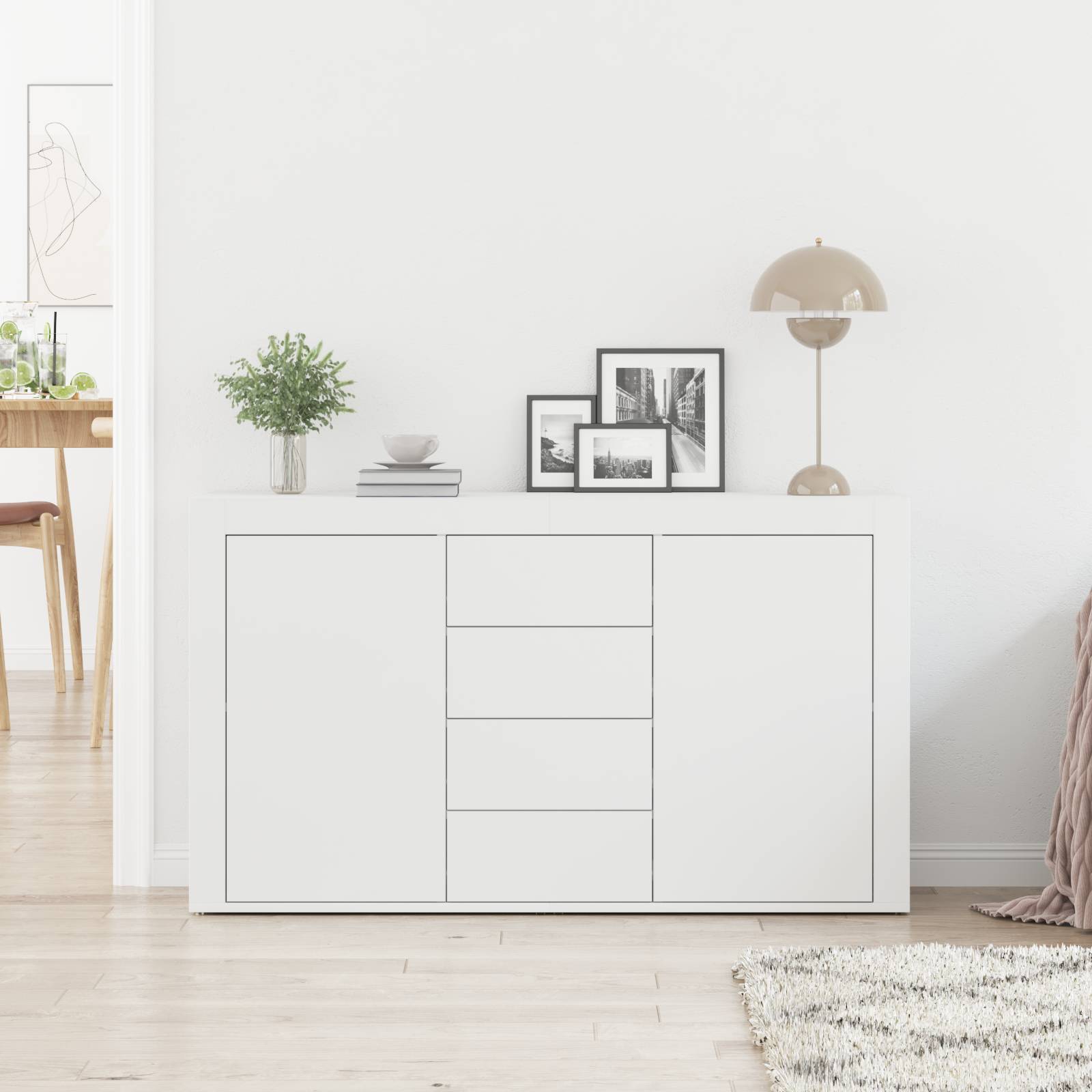 vidaXL Weißes Sideboard Weiß Holz 120 x 36 x 69 cm Stauraum