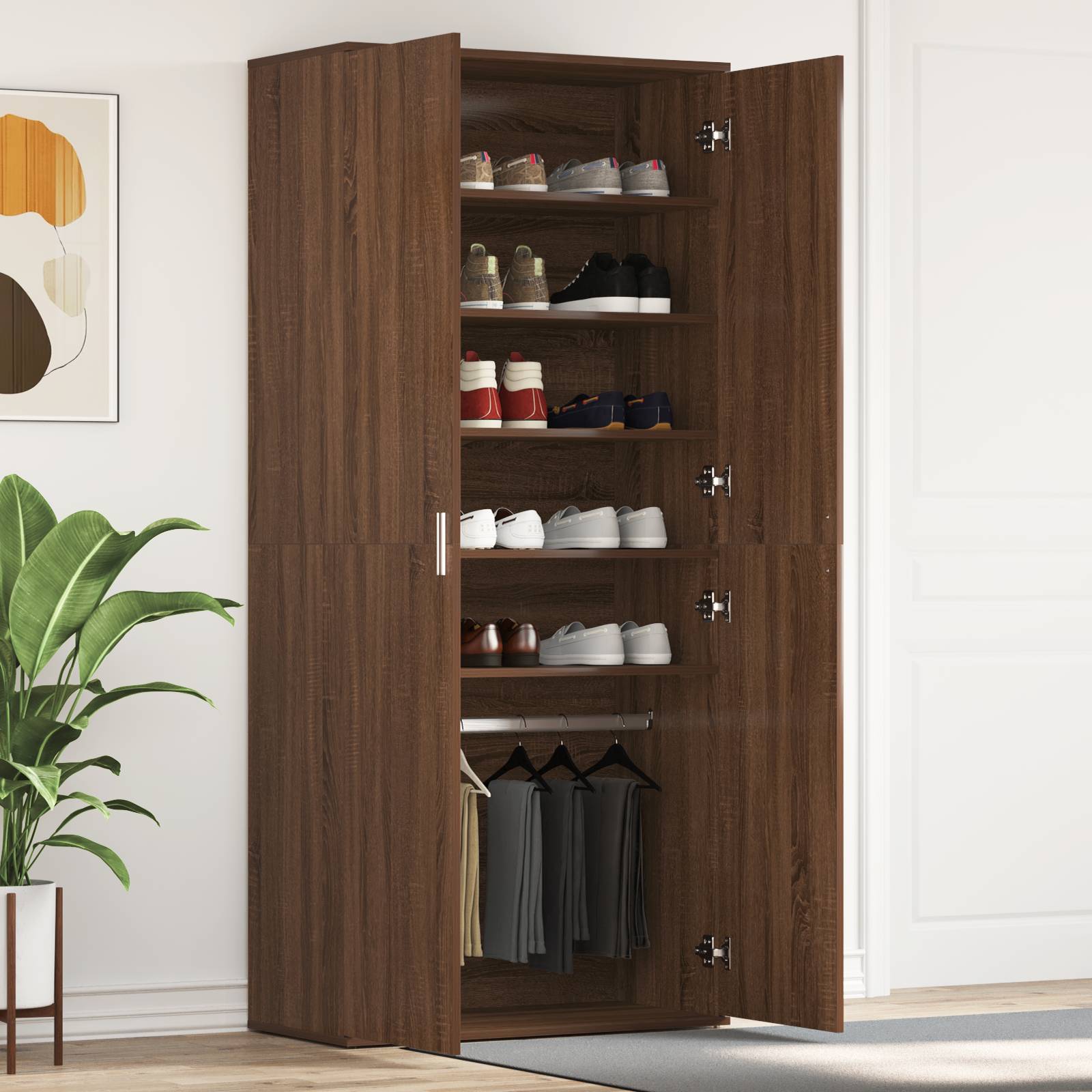 vidaXL Schuhschrank Braune Eiche 80x39x180 cm Holzwerkstoff