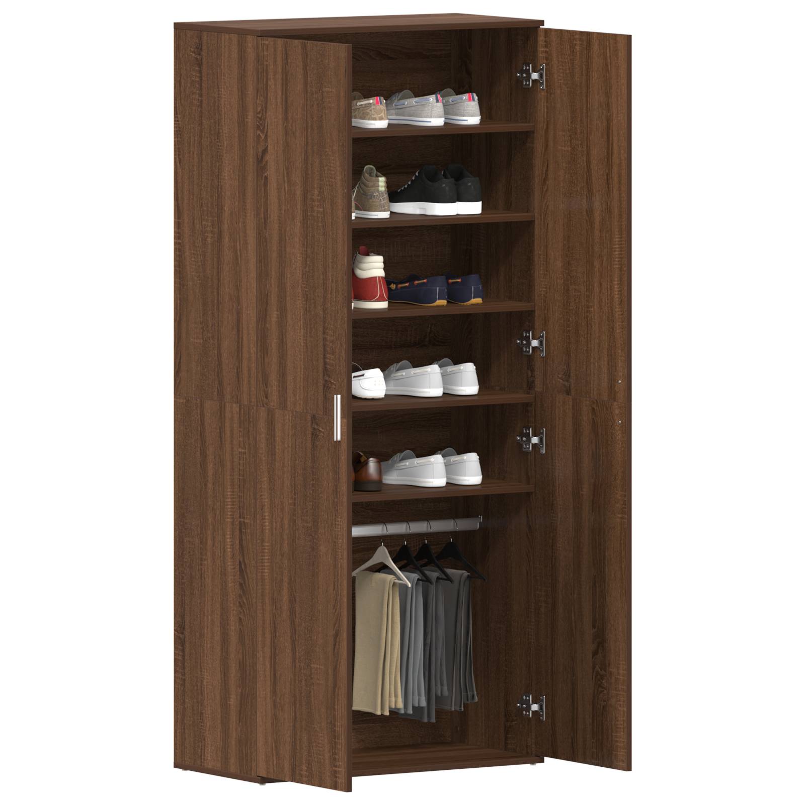 vidaXL Schuhschrank Braune Eiche 80x39x180 cm Holzwerkstoff