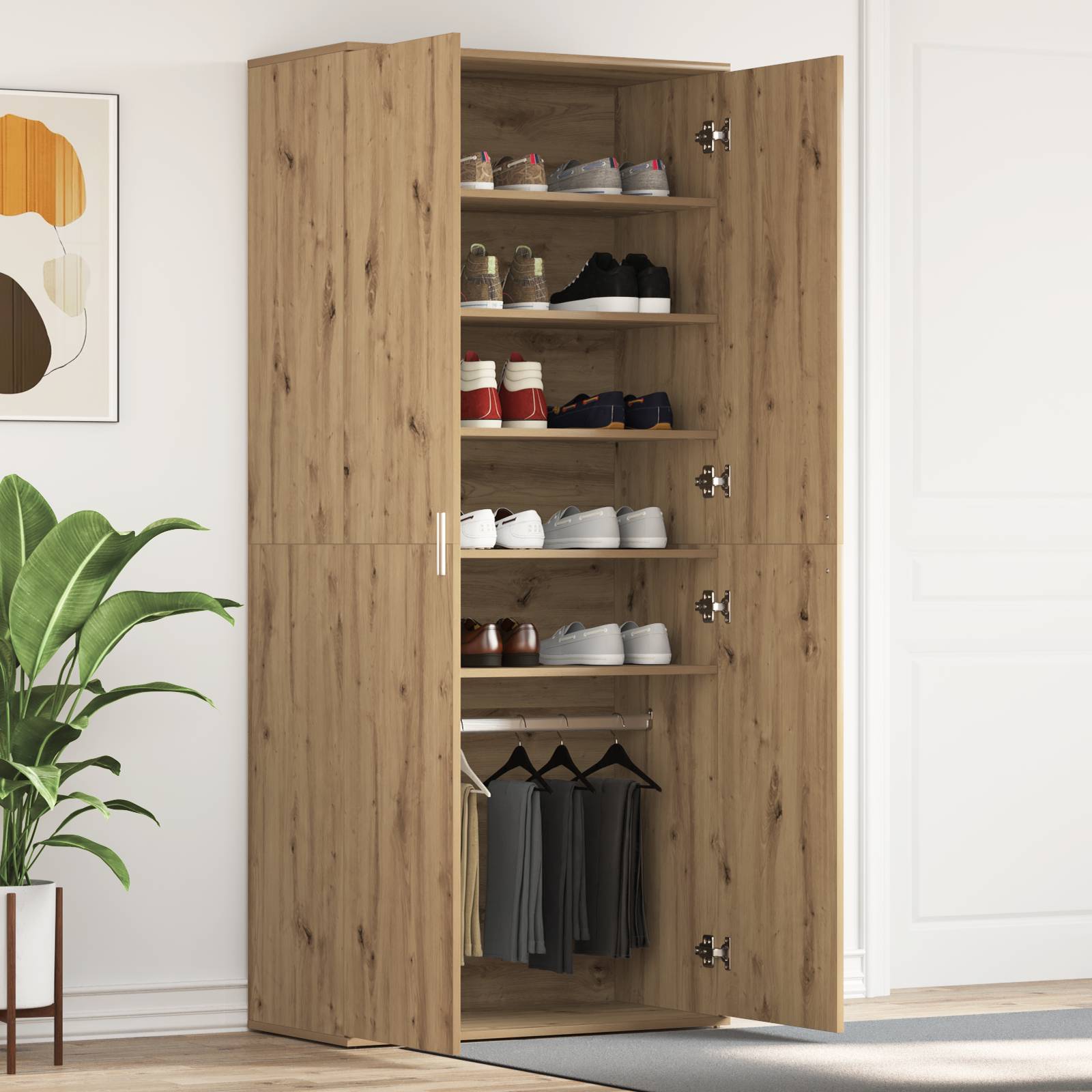 vidaXL Schuhschrank Artisan Eiche 80x39x180 cm Holzwerkstoff