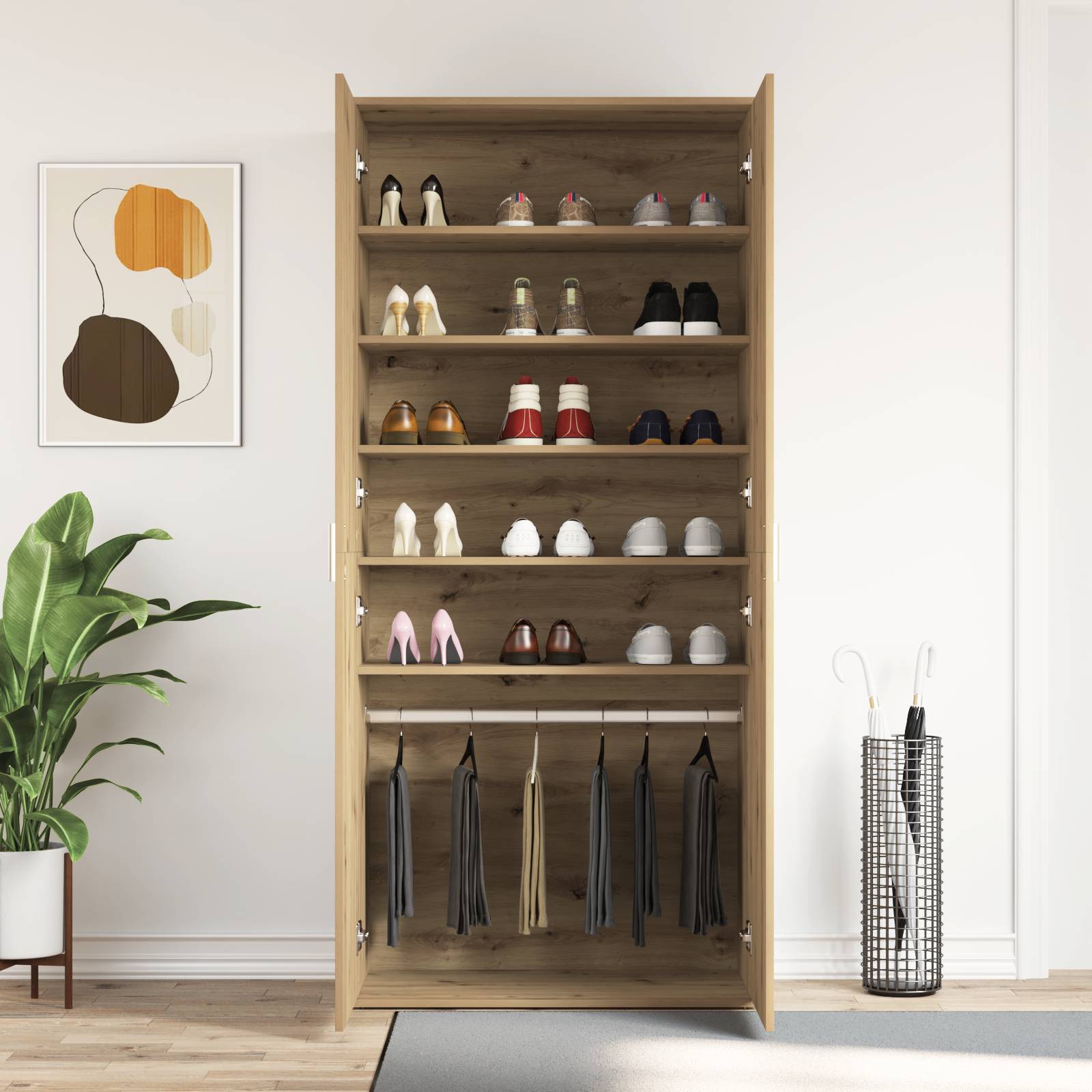 vidaXL Schuhschrank Artisan Eiche 80x39x180 cm Holzwerkstoff