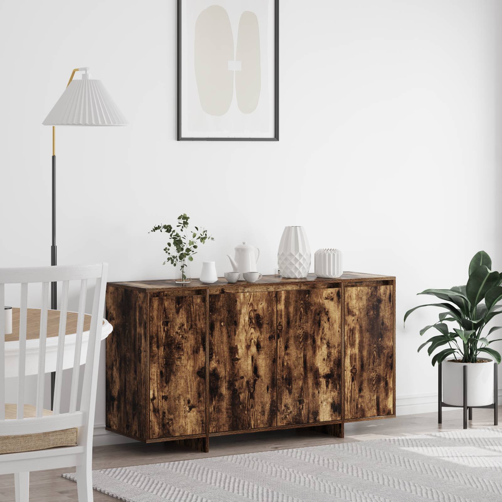 vidaXL Geräumiges Eichen-Sideboard Geräucherte Eiche Holz 135 x 41 x 75 cm