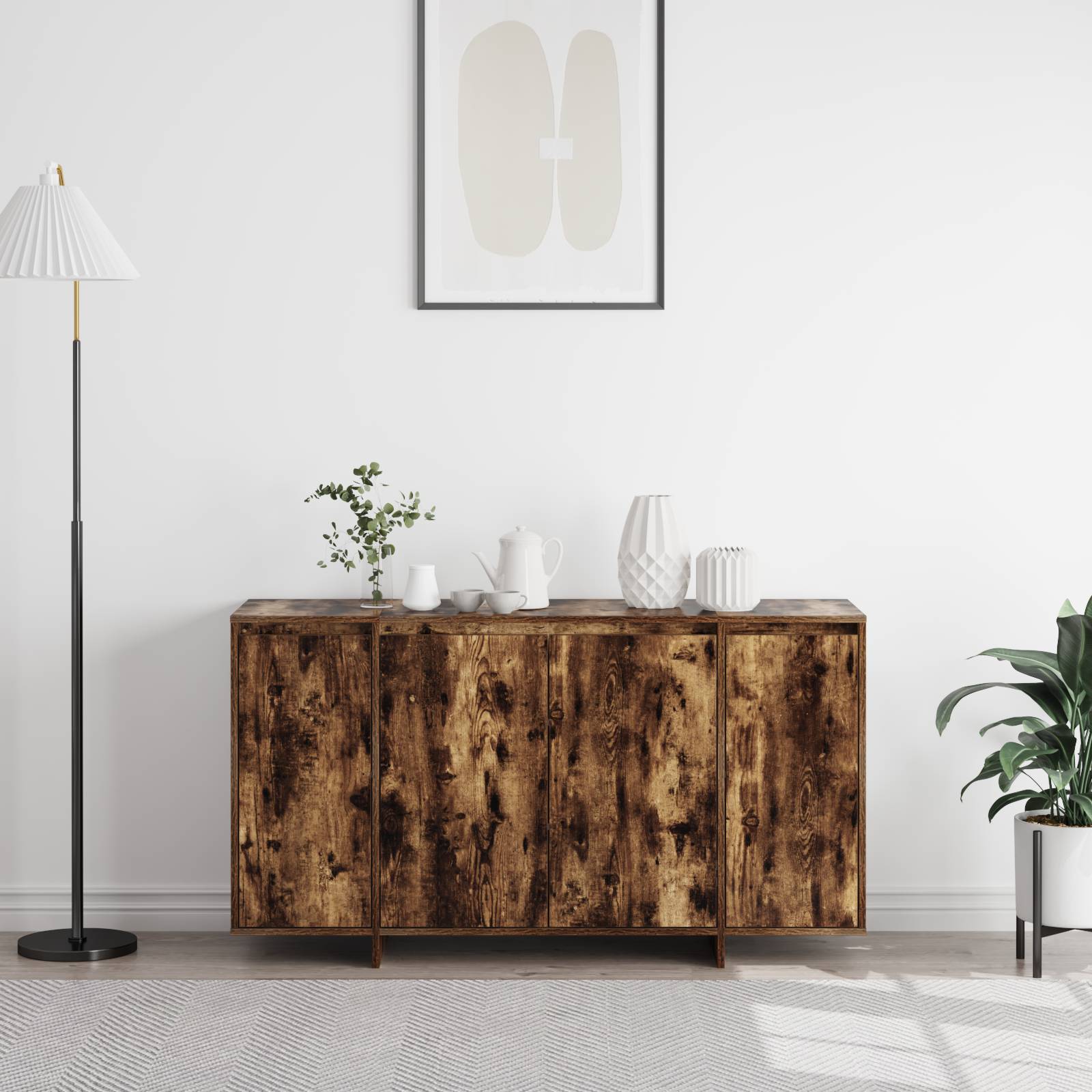vidaXL Geräumiges Eichen-Sideboard Geräucherte Eiche Holz 135 x 41 x 75 cm