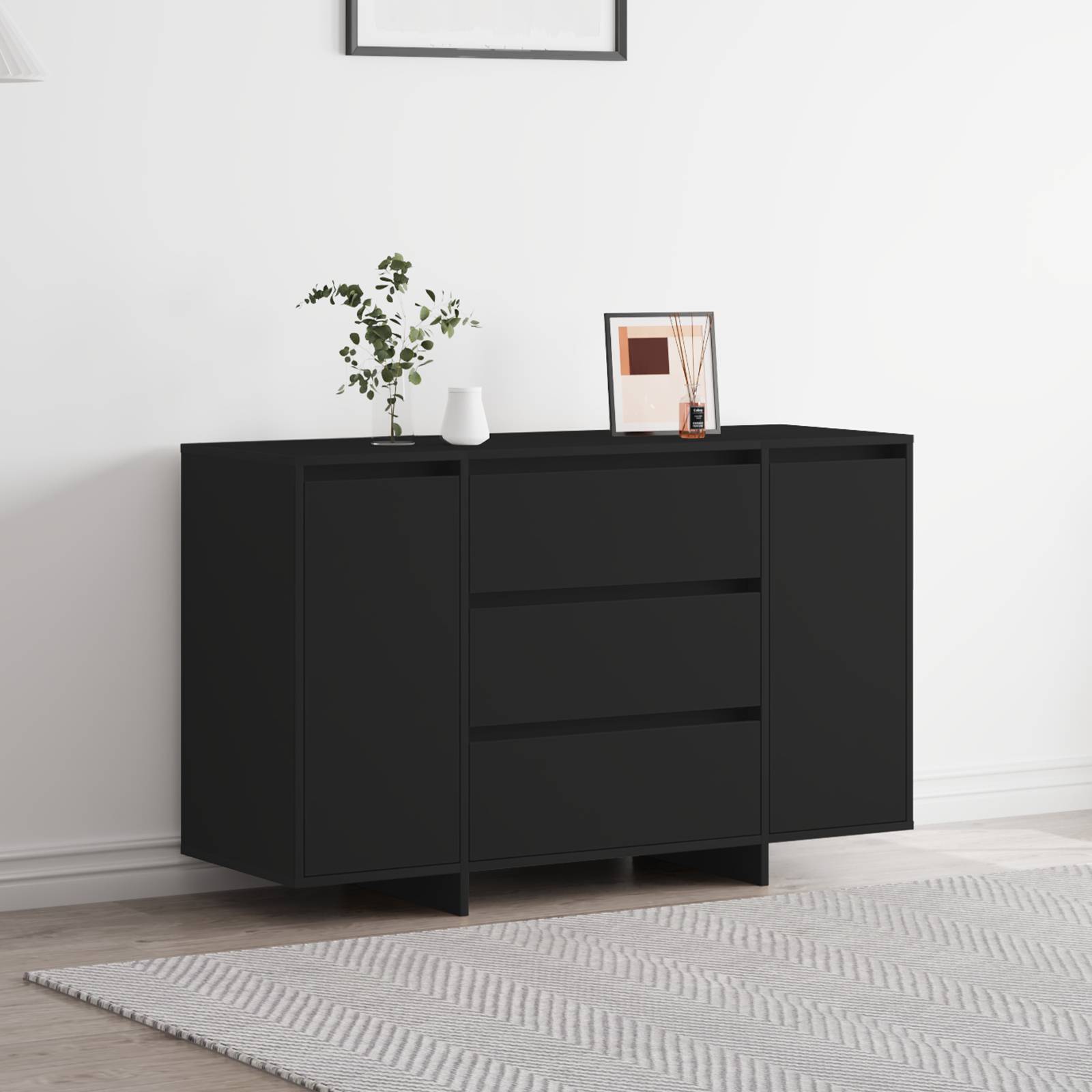 vidaXL Sideboard Schwarz 120x41x75 cm Holzwerkstoff
