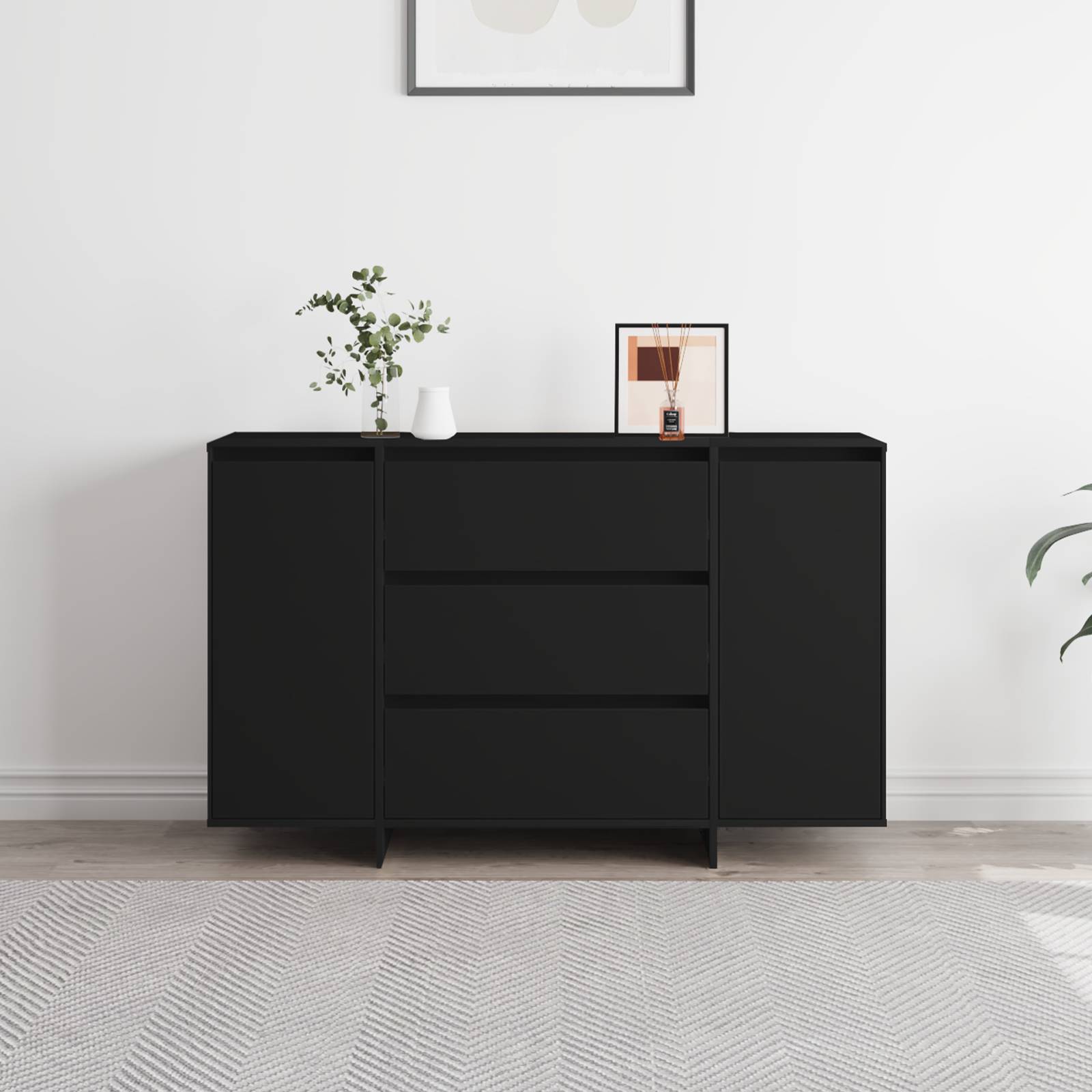 vidaXL Sideboard Schwarz 120x41x75 cm Holzwerkstoff