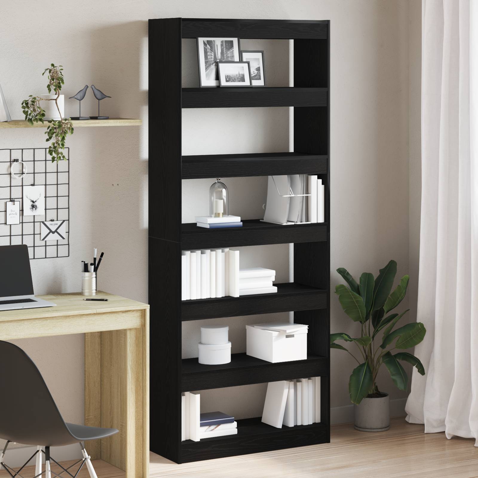 vidaXL Schwarz Bücherregal Schwarz Holz 80 x 30 x 198 cm Regale