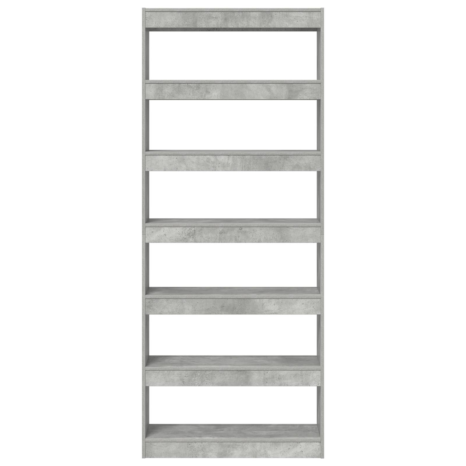 vidaXL Beton Grau Bücherregal Beton grau Holzwerkstoff 80 x 30 x 198 cm