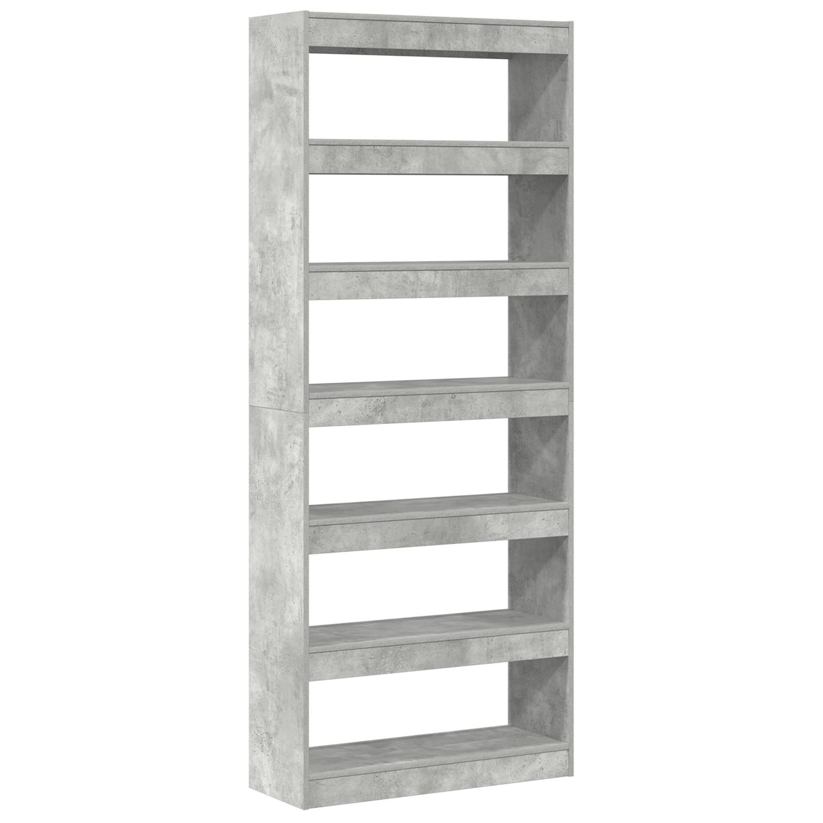 vidaXL Beton Grau Bücherregal Beton grau Holzwerkstoff 80 x 30 x 198 cm