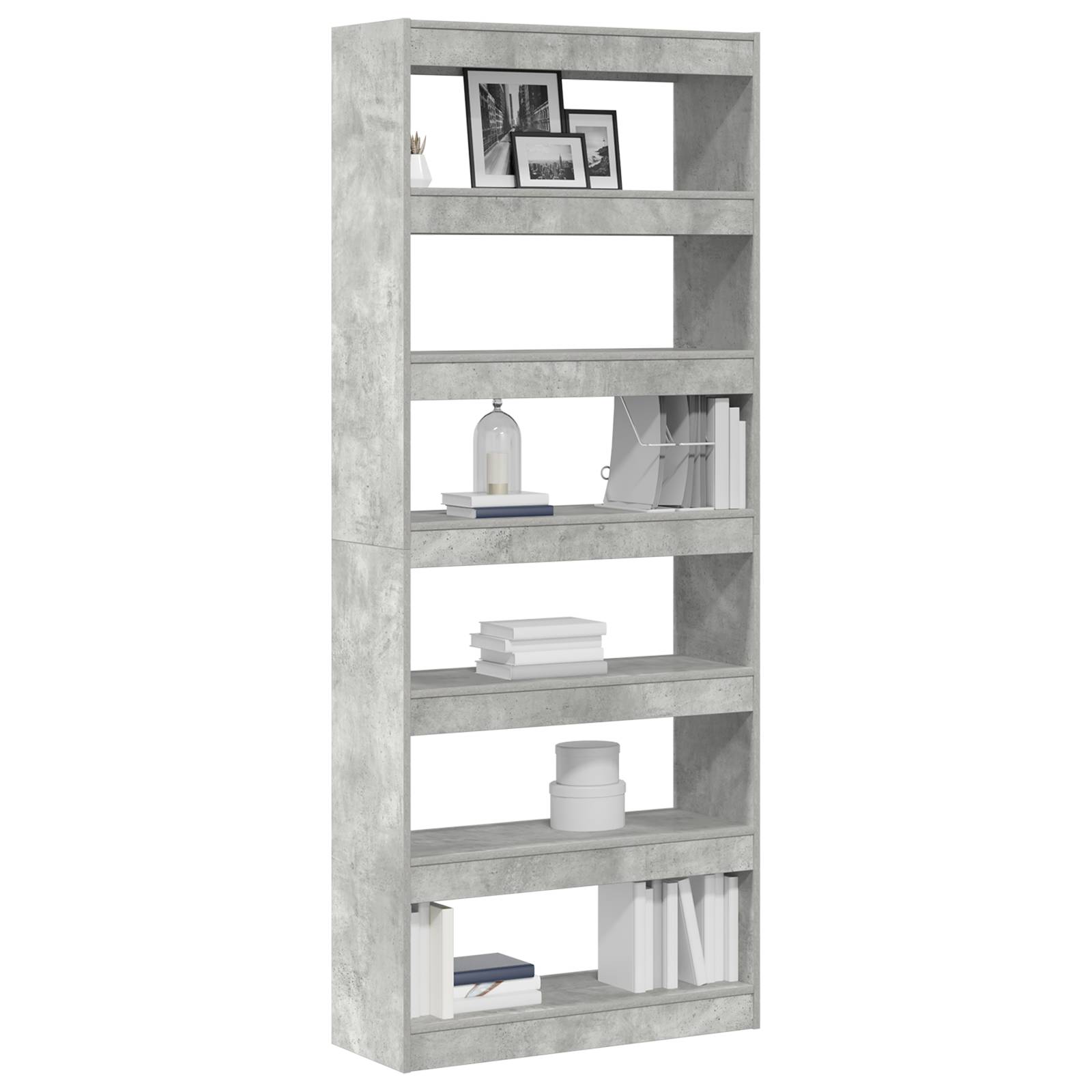 vidaXL Beton Grau Bücherregal Beton grau Holzwerkstoff 80 x 30 x 198 cm