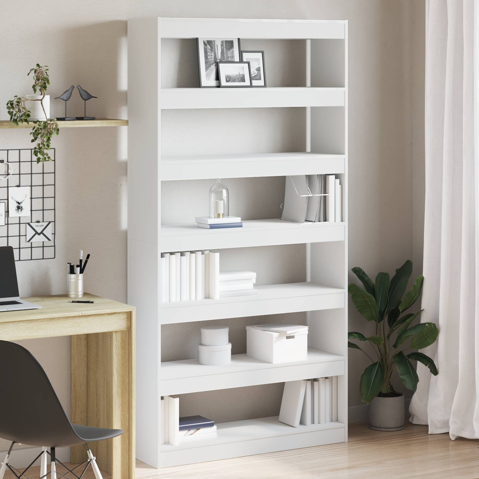 vidaXL Weißes Bücherregal Weiß Hochwertiger Holzwerkstoff