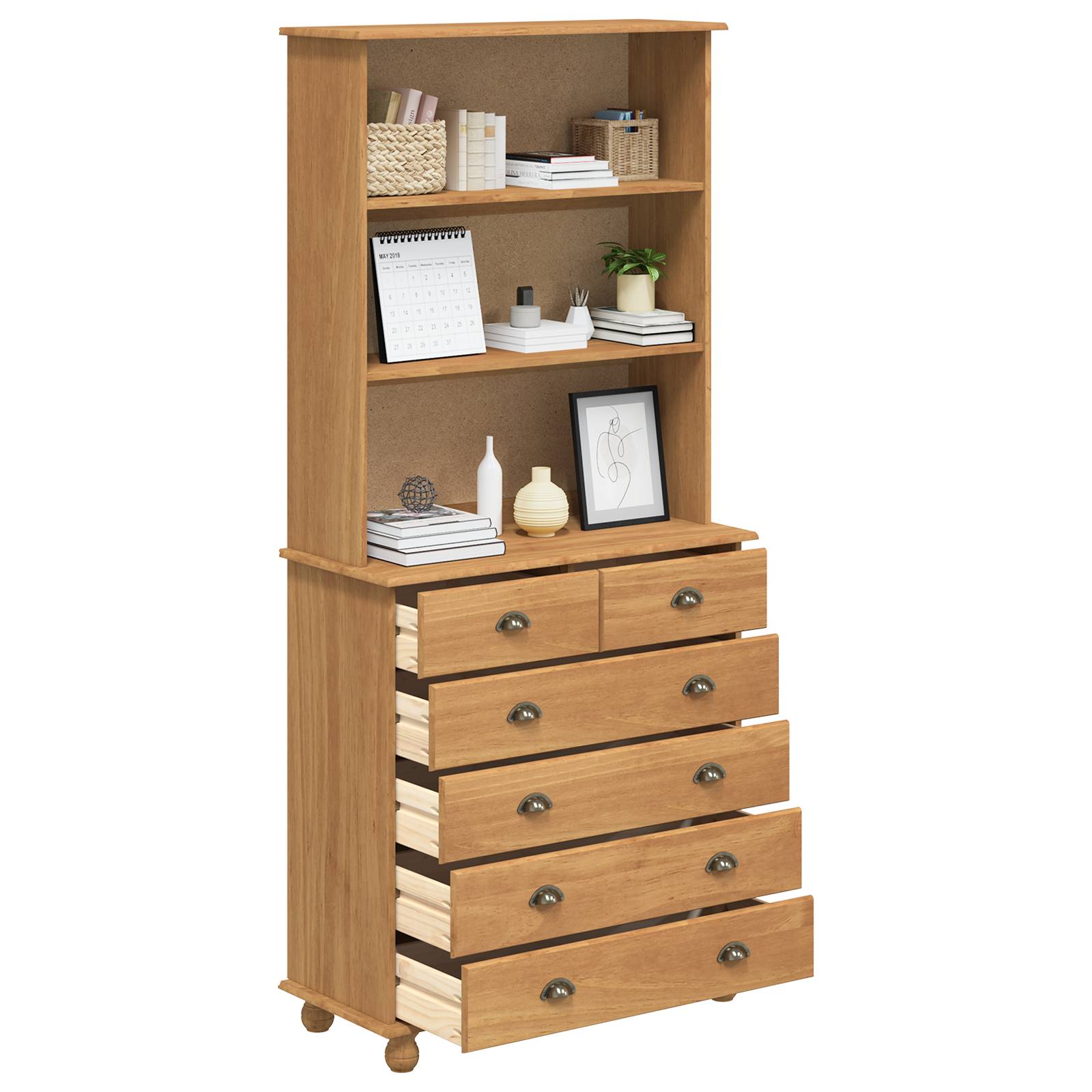 vidaXL Hutch 'ASKIM'Honigbraun 91x40x199.5 cm Massives Holz Kiefer