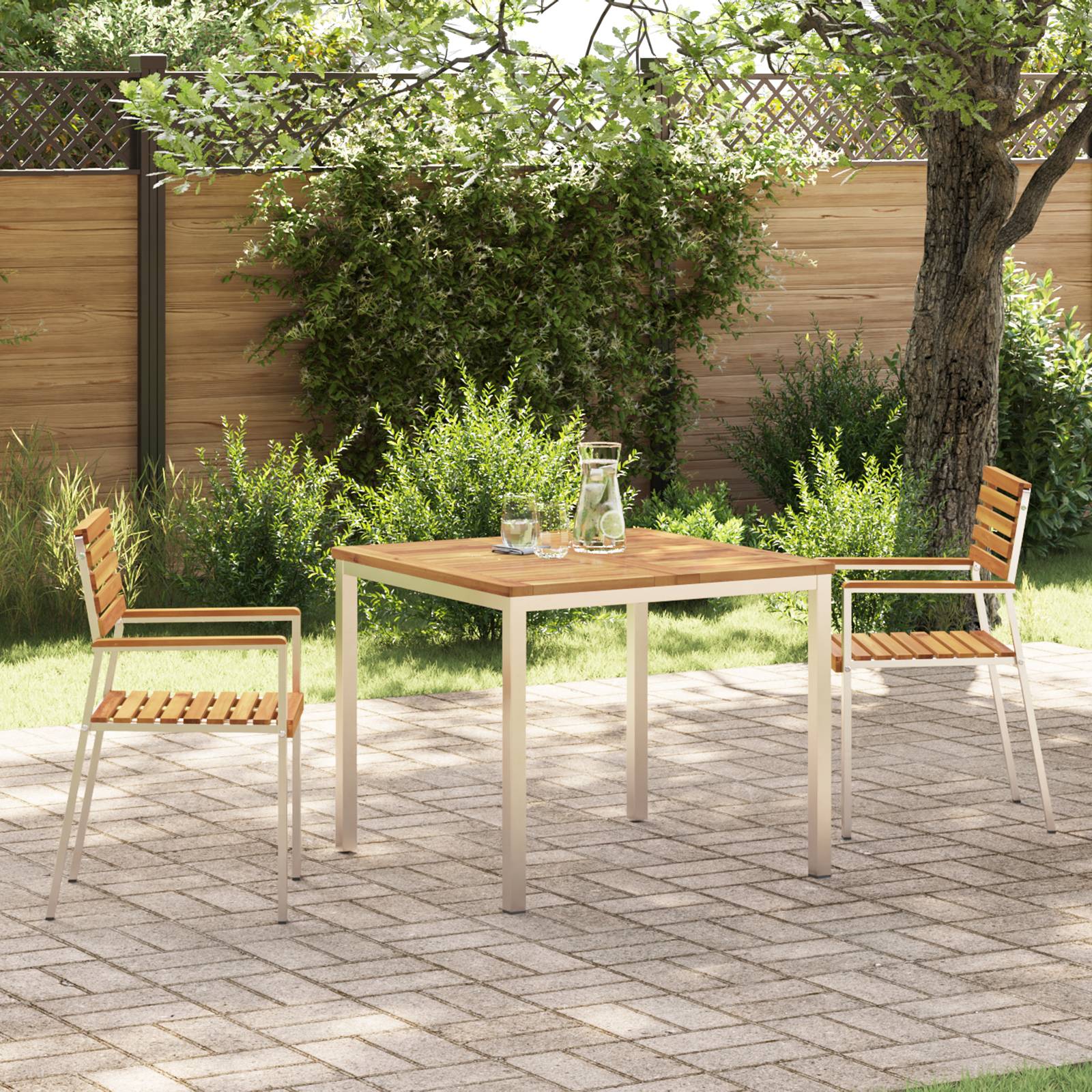 vidaXL 3-teiliges Garten Essset aus Massivholz Akazie