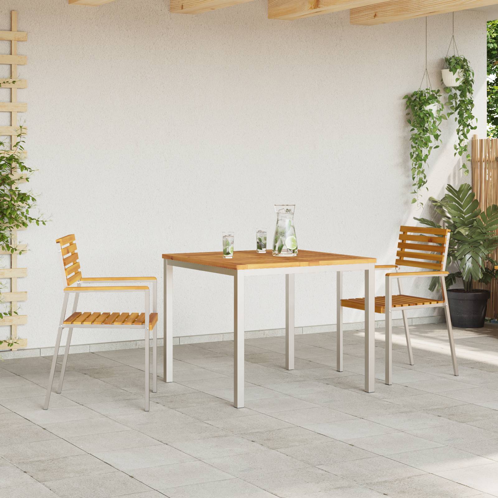 vidaXL 3-teiliges Garten Essset aus Massivholz Akazie