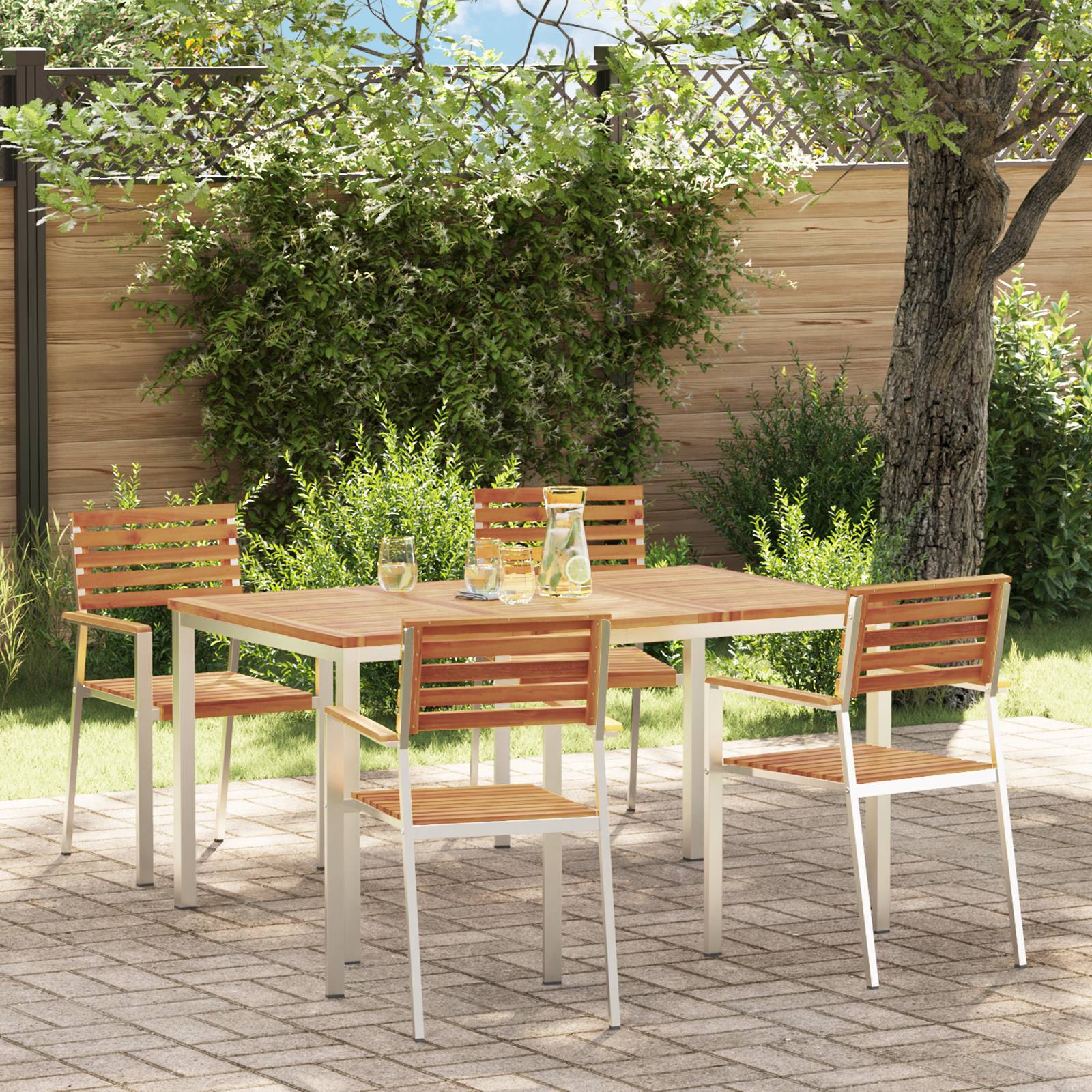 vidaXL 5-teiliges Garten Essset aus Massivholz Akazie
