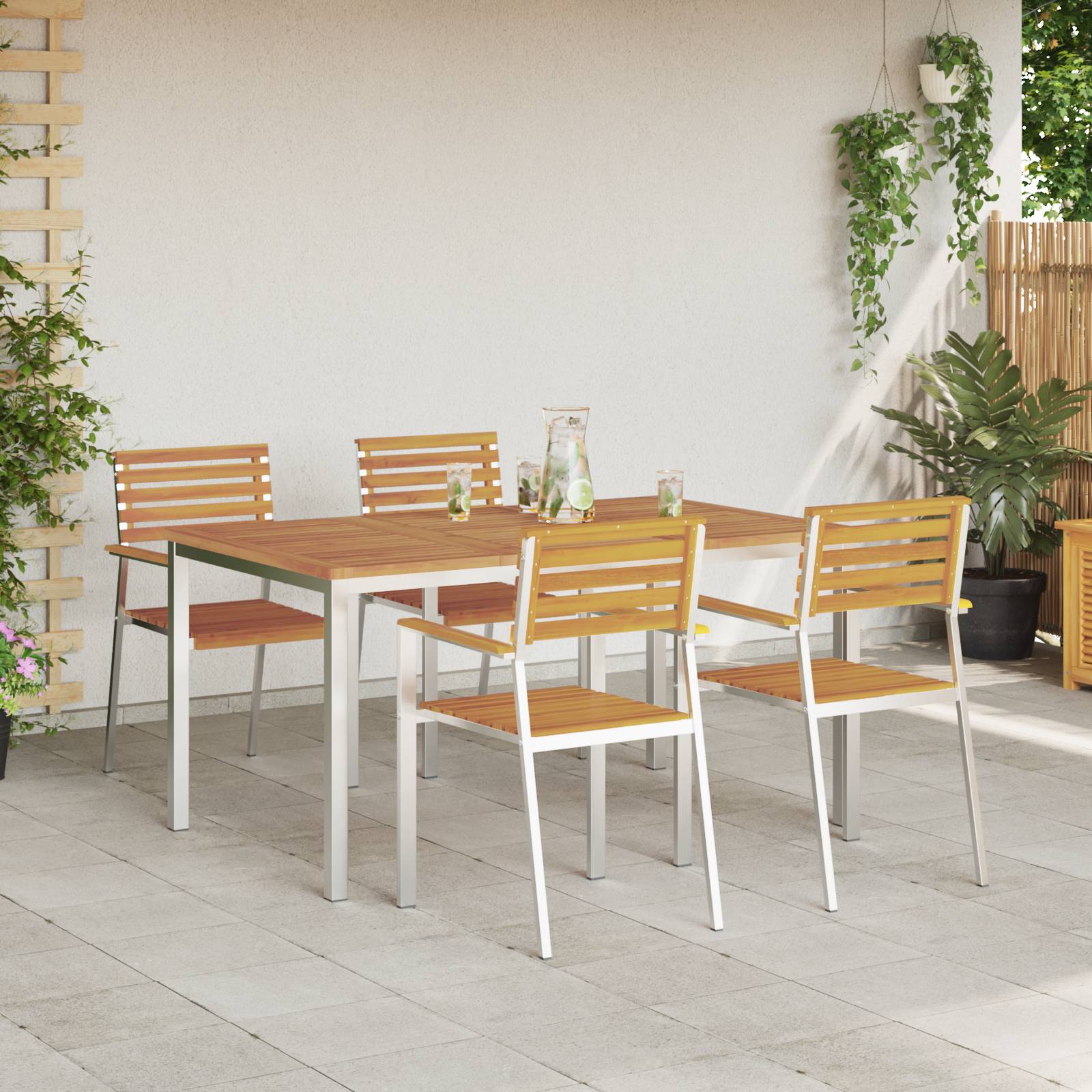 vidaXL 5-teiliges Garten Essset aus Massivholz Akazie