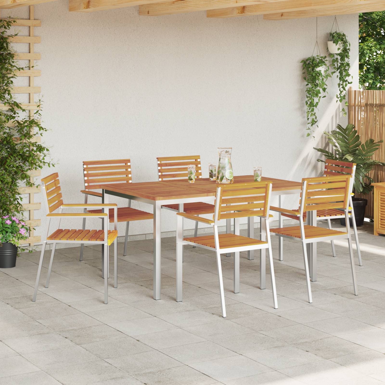 vidaXL 7-teilige Garten Essgruppe Massivholz Akazie
