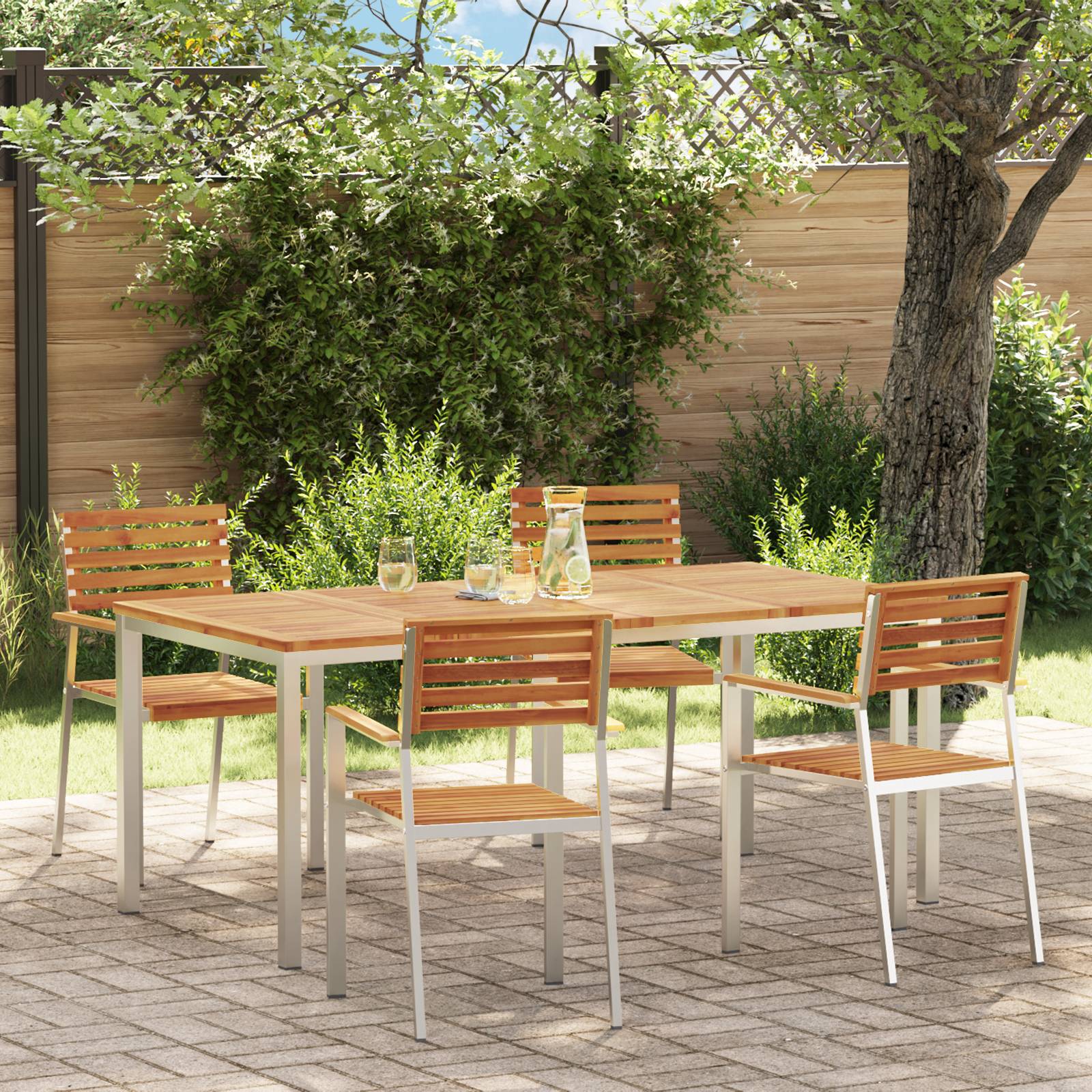 vidaXL 5-teiliges Garten Esszimmer Set aus massivem Akazienholz