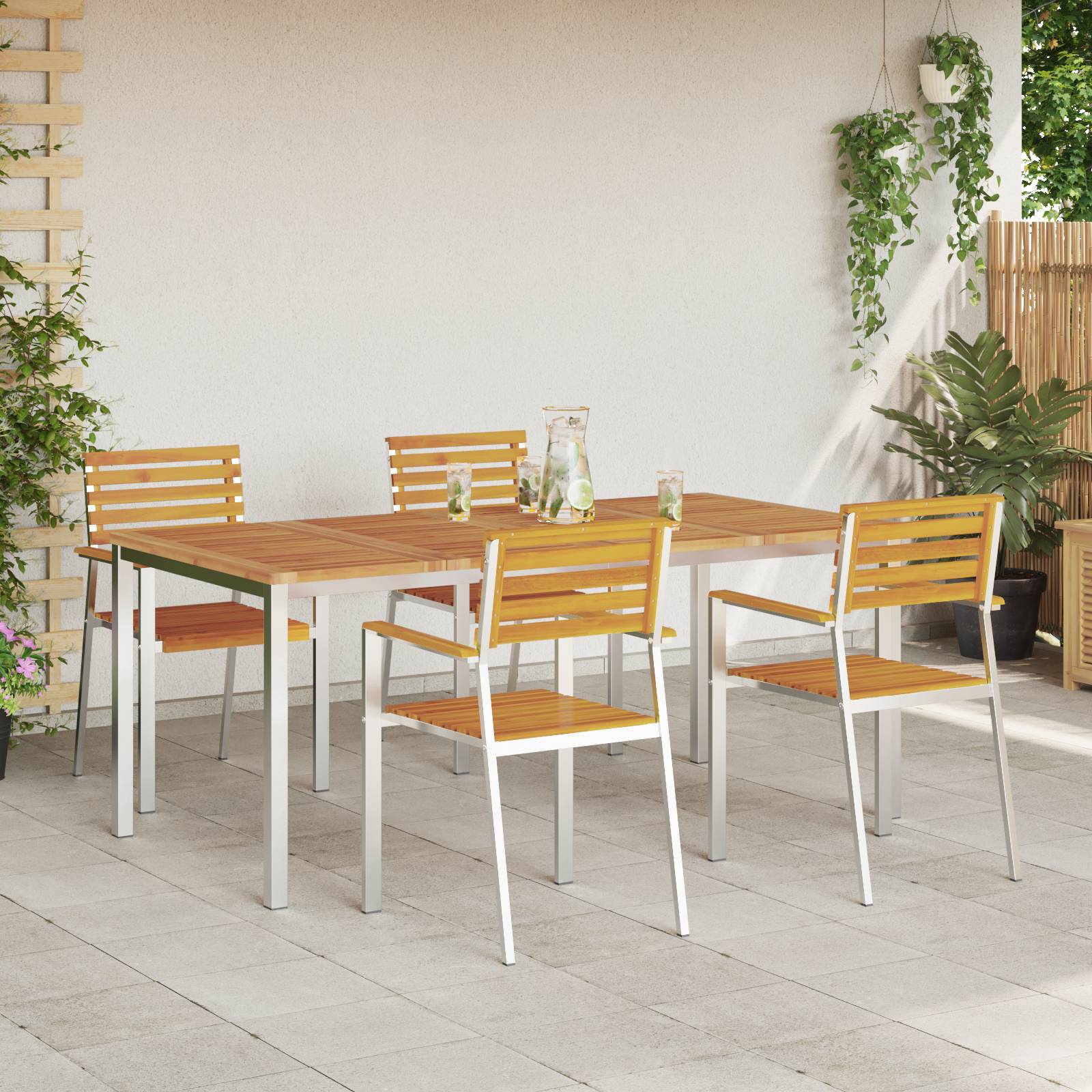 vidaXL 5-teiliges Garten Esszimmer Set aus massivem Akazienholz