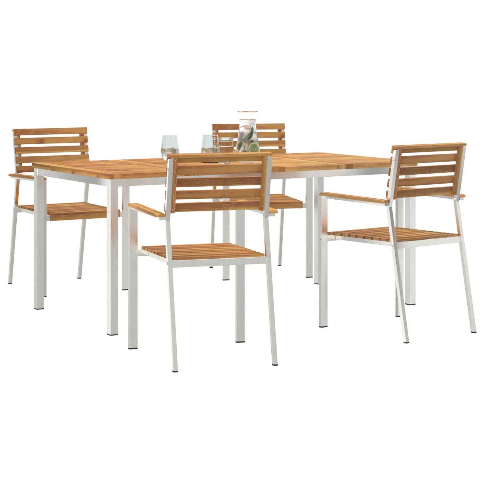 vidaXL 5-teiliges Garten Esszimmer Set aus massivem Akazienholz