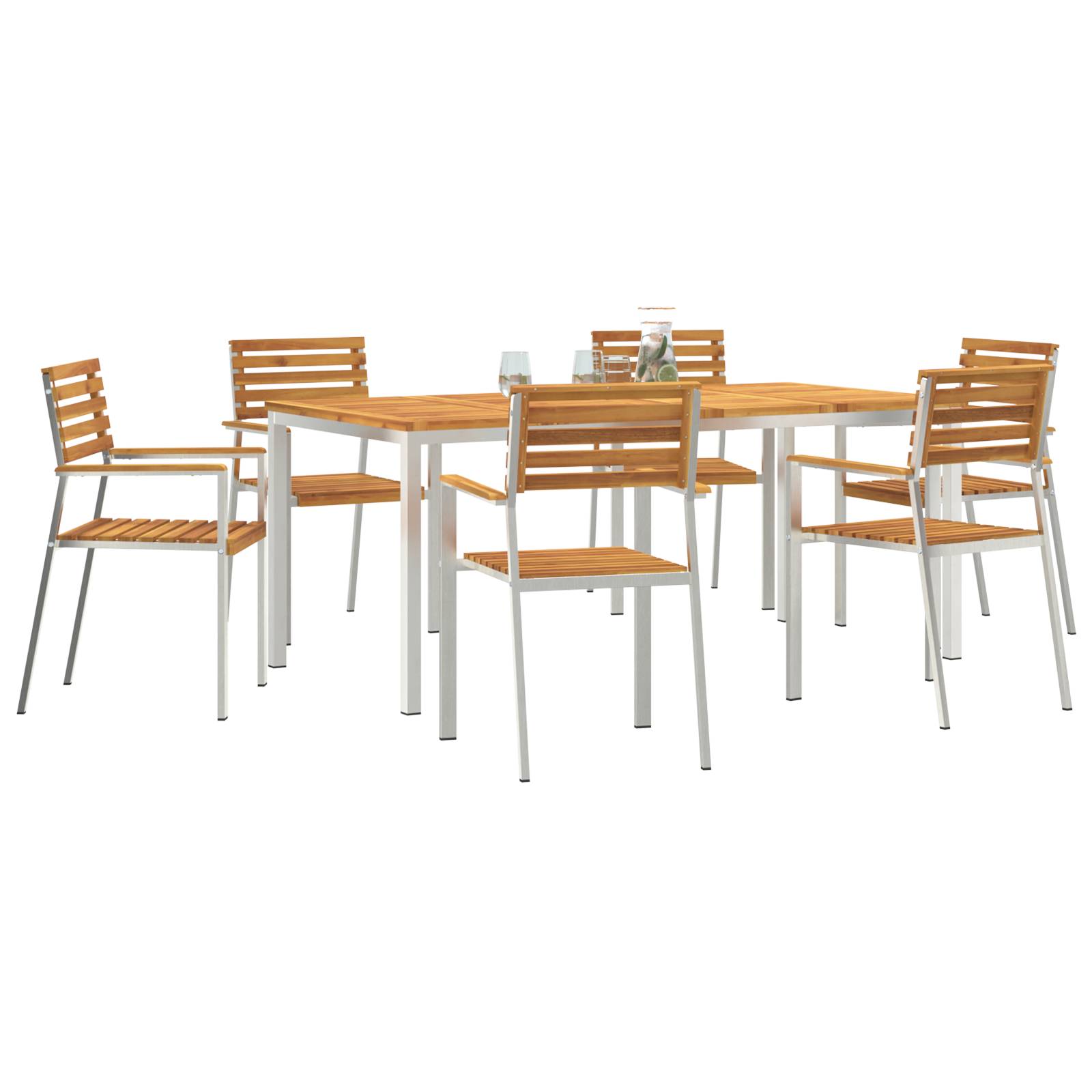 vidaXL 7-teiliges Garten Dining Set Massivholz Akazie