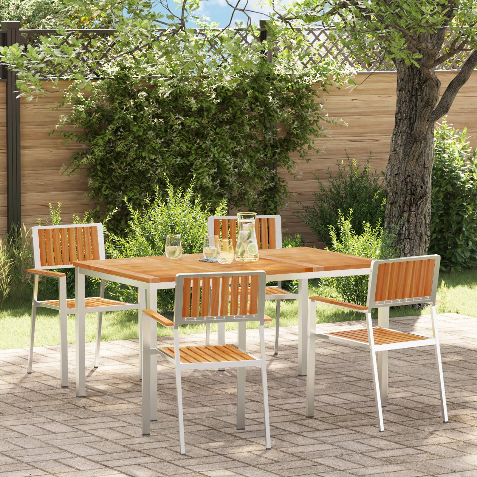 vidaXL 5-teiliges Garten Essset Massivholz Teak