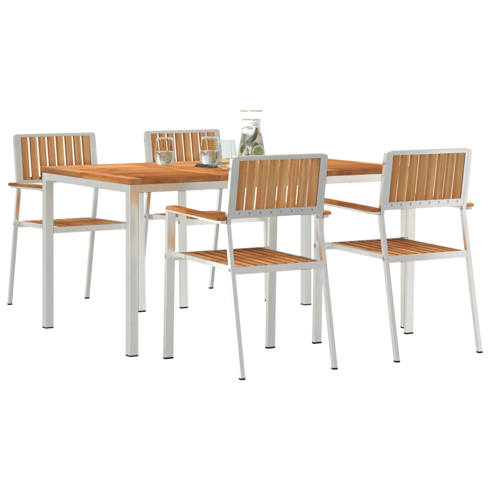vidaXL 5-teiliges Garten Essset Massivholz Teak