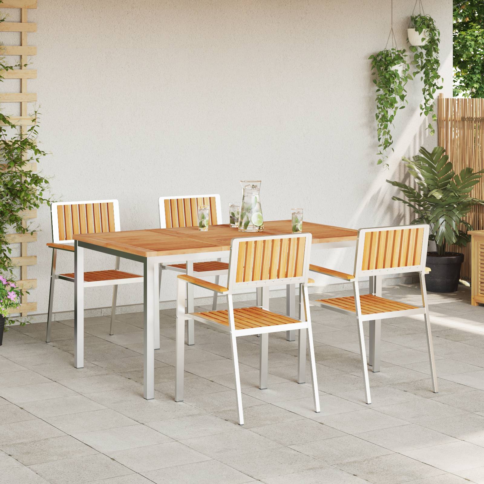 vidaXL 5-teiliges Garten Essset Massivholz Teak