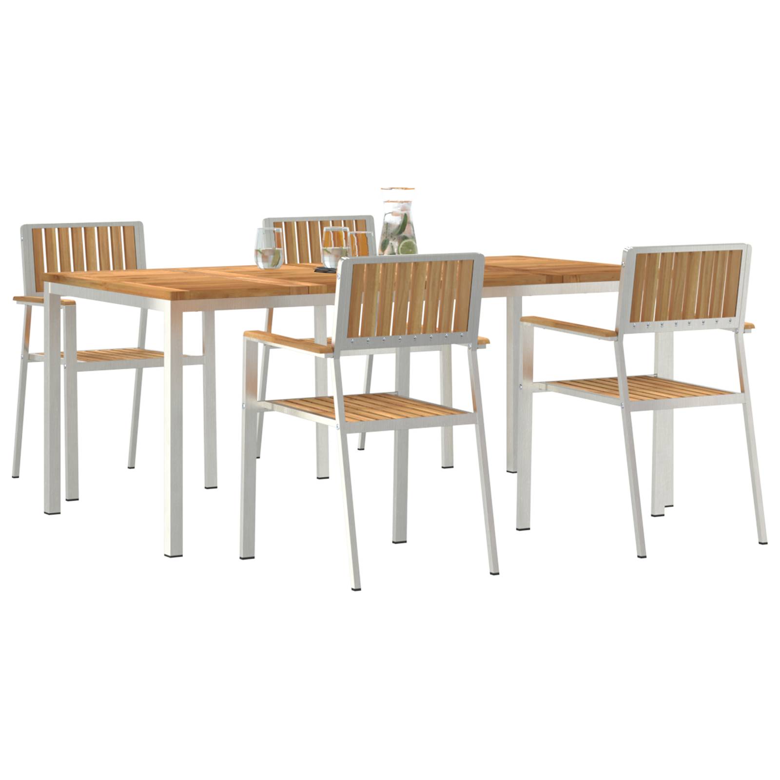 vidaXL 5-teilige Garten Essgruppe aus solidem Teakholz
