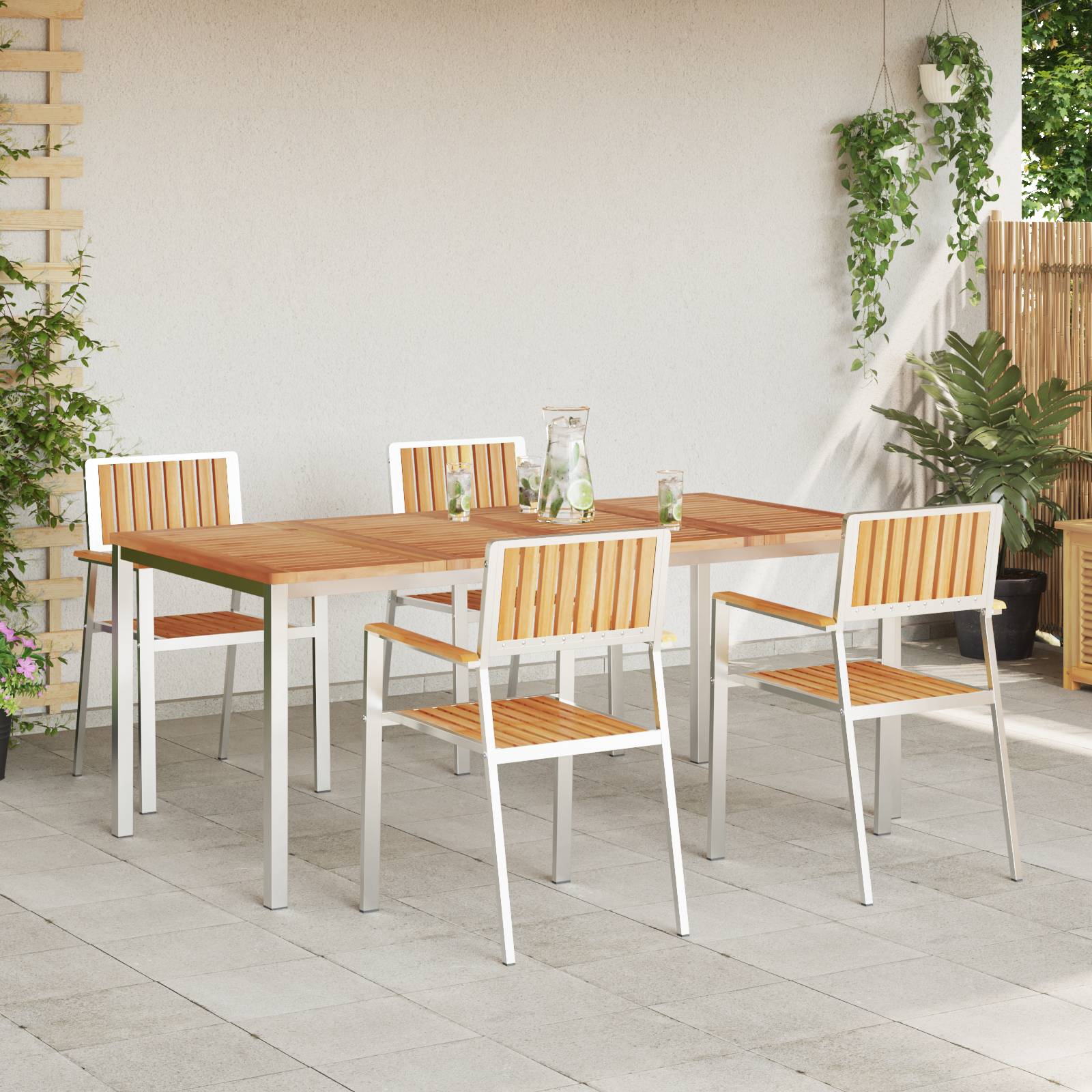 vidaXL 5-teilige Garten Essgruppe aus solidem Teakholz