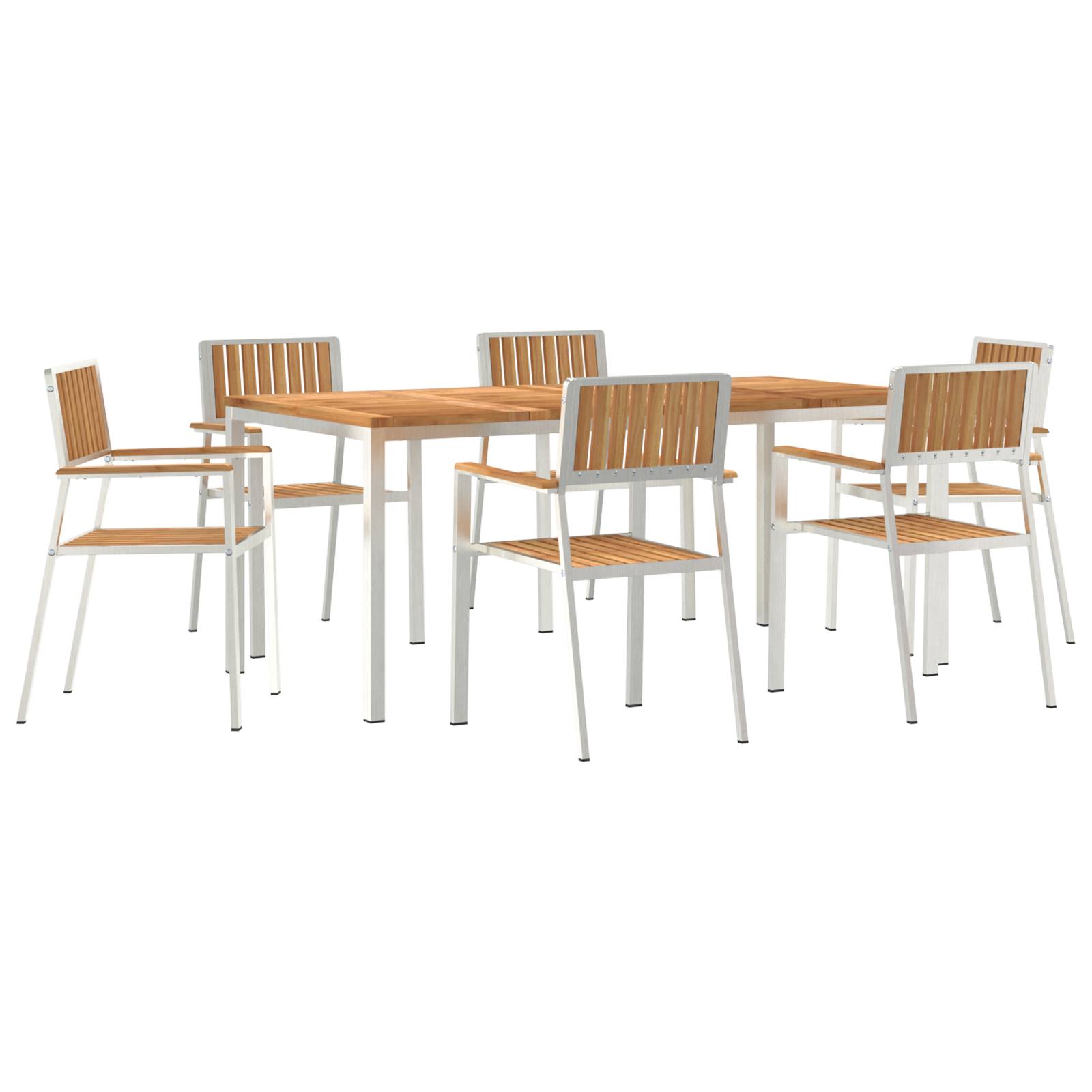 vidaXL 7-teiliges Gartentischset Massivholz Teak