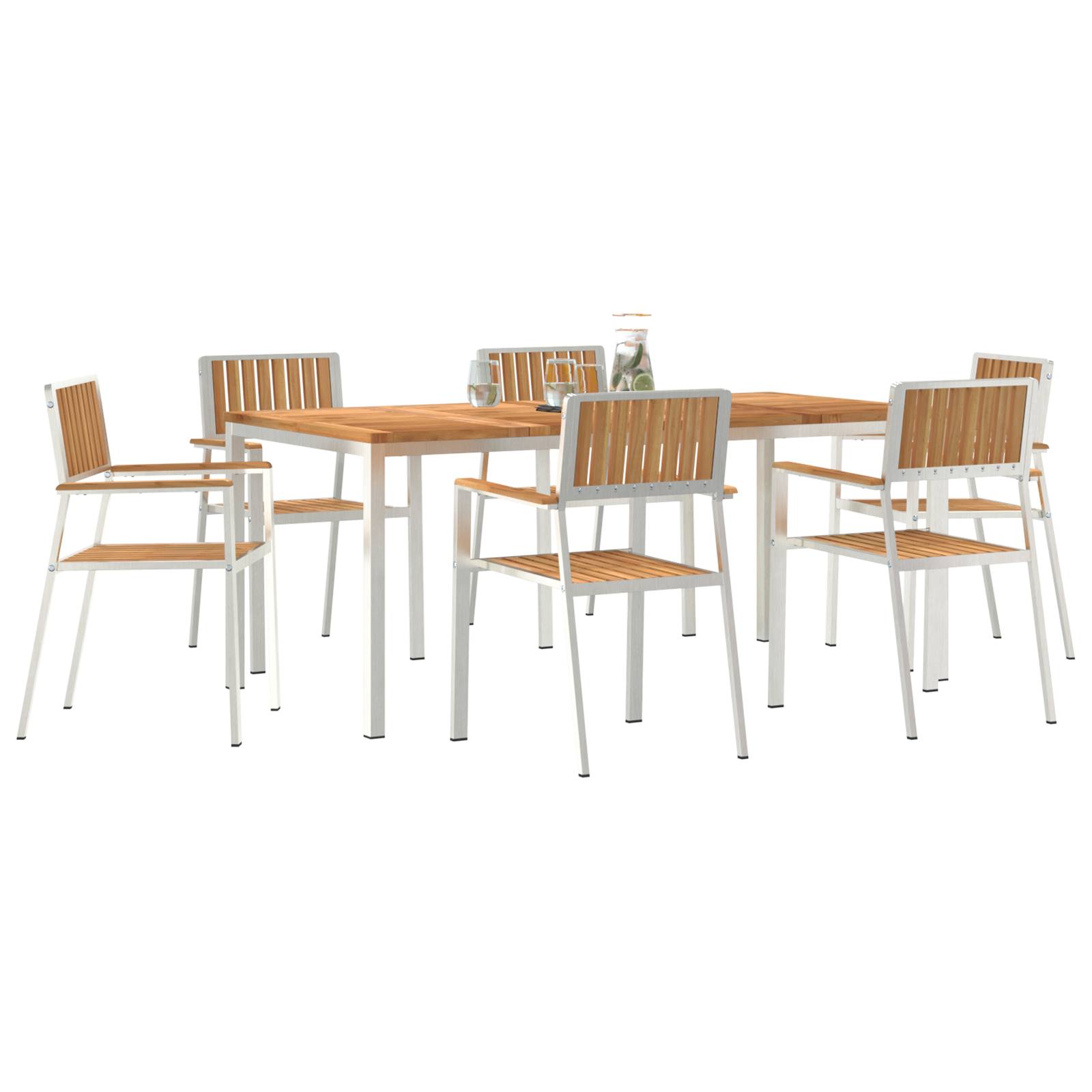 vidaXL 7-teiliges Gartentischset Massivholz Teak