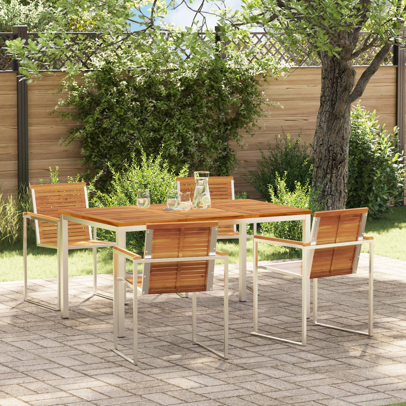 vidaXL 5-teilige Garten-Essgruppe Massivholz Akazie