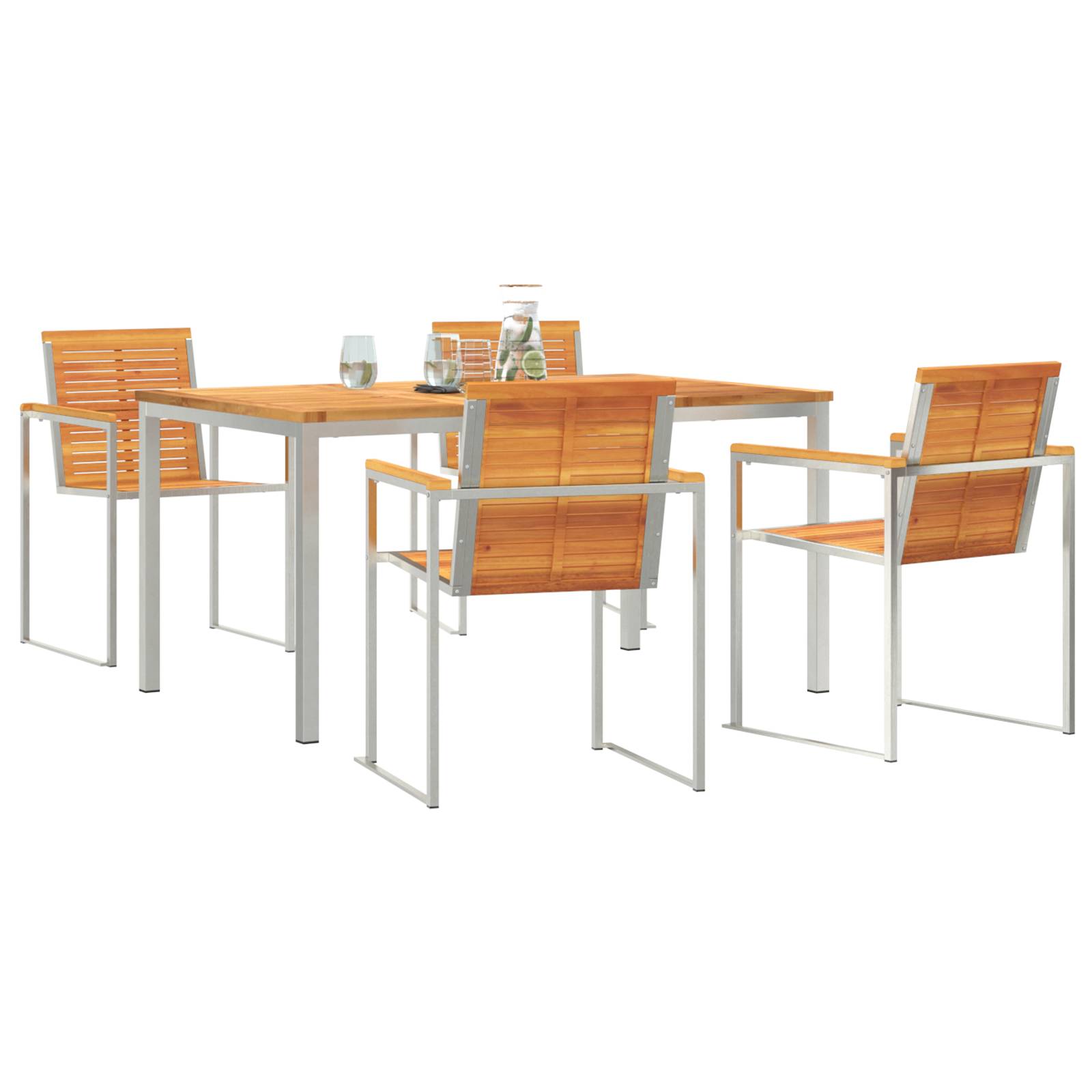 vidaXL 5-teilige Garten-Essgruppe Massivholz Akazie