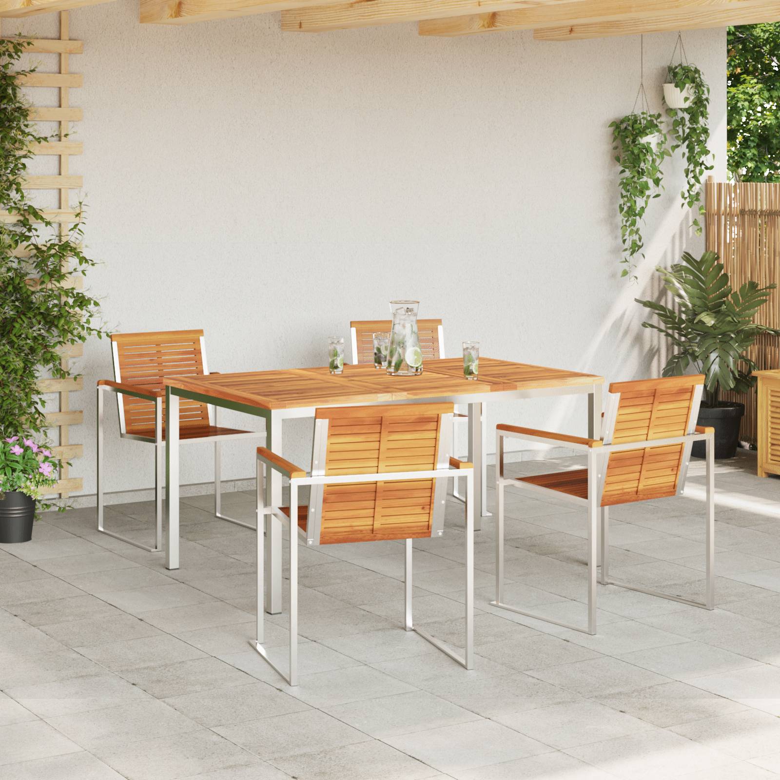 vidaXL 5-teilige Garten-Essgruppe Massivholz Akazie