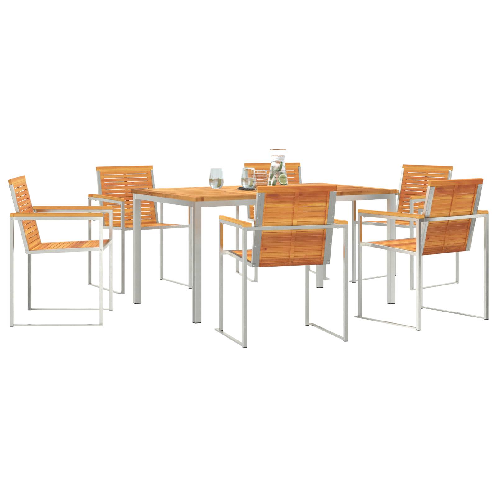 vidaXL 7-teilige Garten Essgruppe Solid Wood Akazie