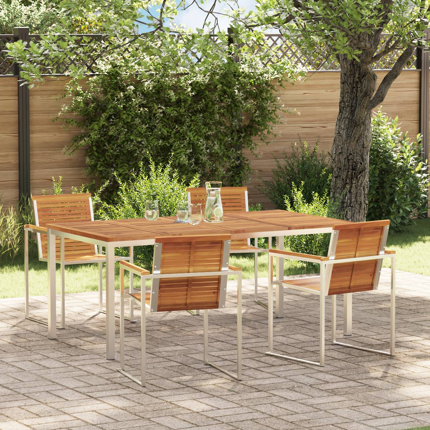 vidaXL 5-teiliges Garten Essgruppen Set aus massivem Akazienholz