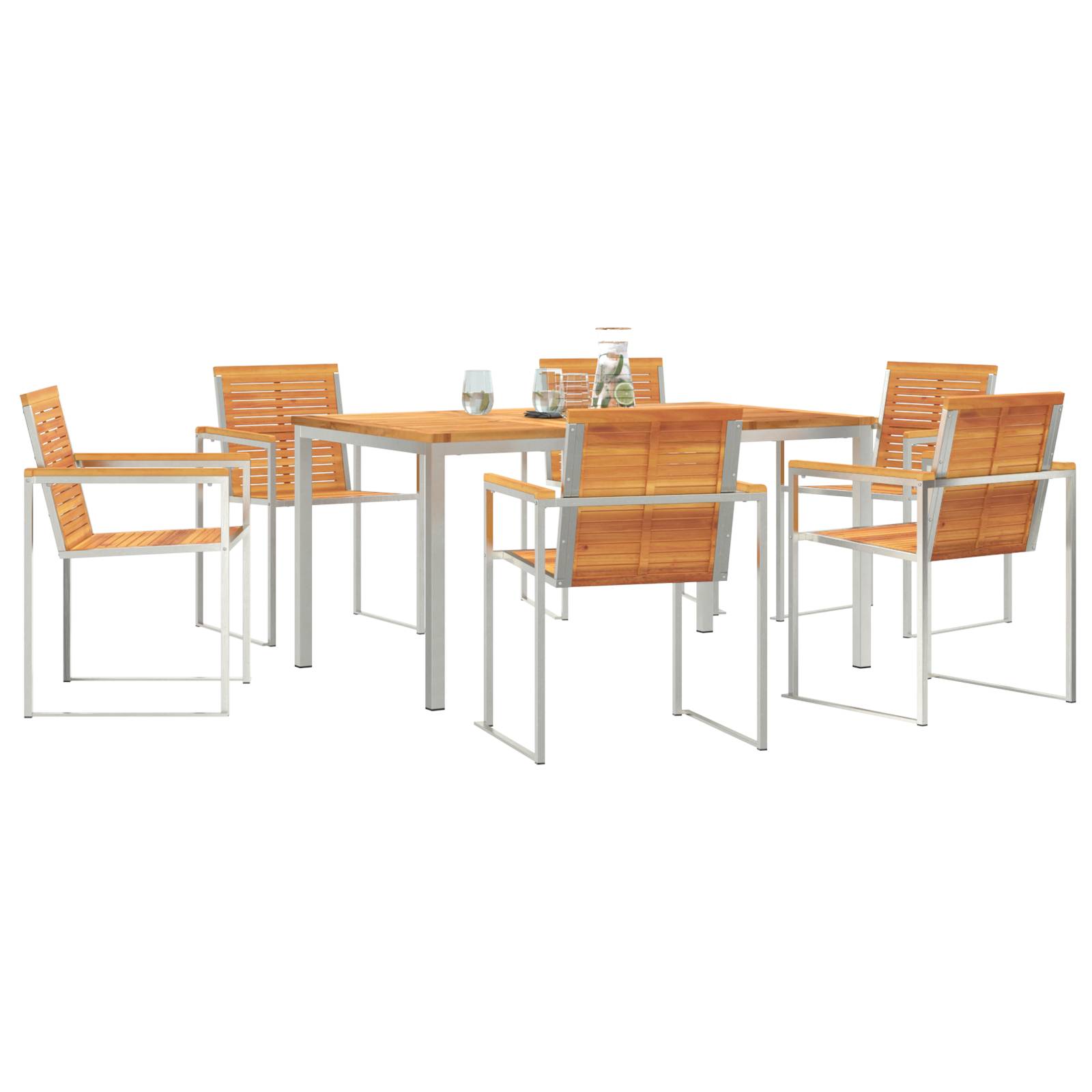 vidaXL 7-teilige Gartendining-Set Massivholz Akazie