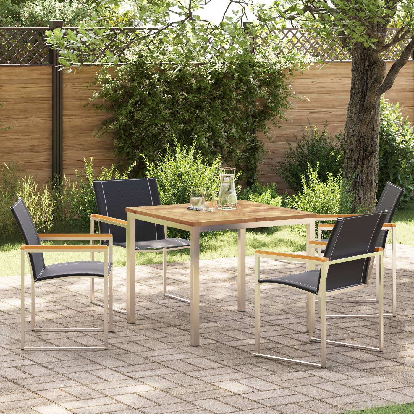 vidaXL 5-teiliges Garten Essgruppe aus massivem Holz Akazie