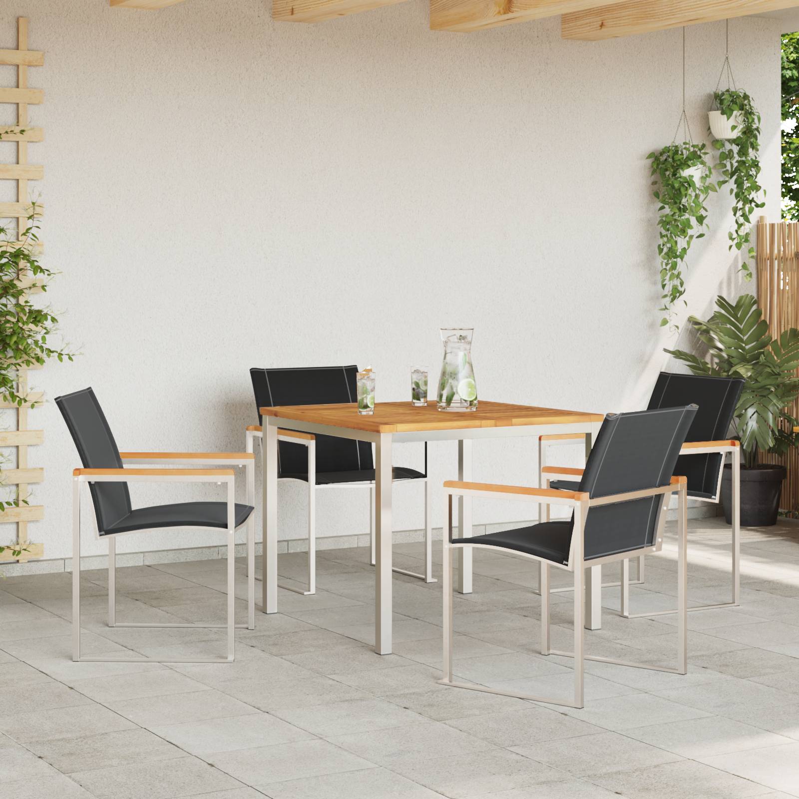 vidaXL 5-teiliges Garten Essgruppe aus massivem Holz Akazie