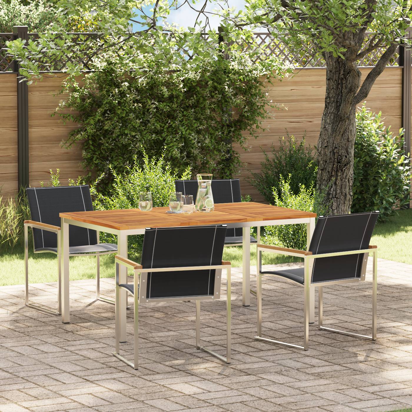 vidaXL 5-teiliges Garten Essgruppe Massivholz Akazie