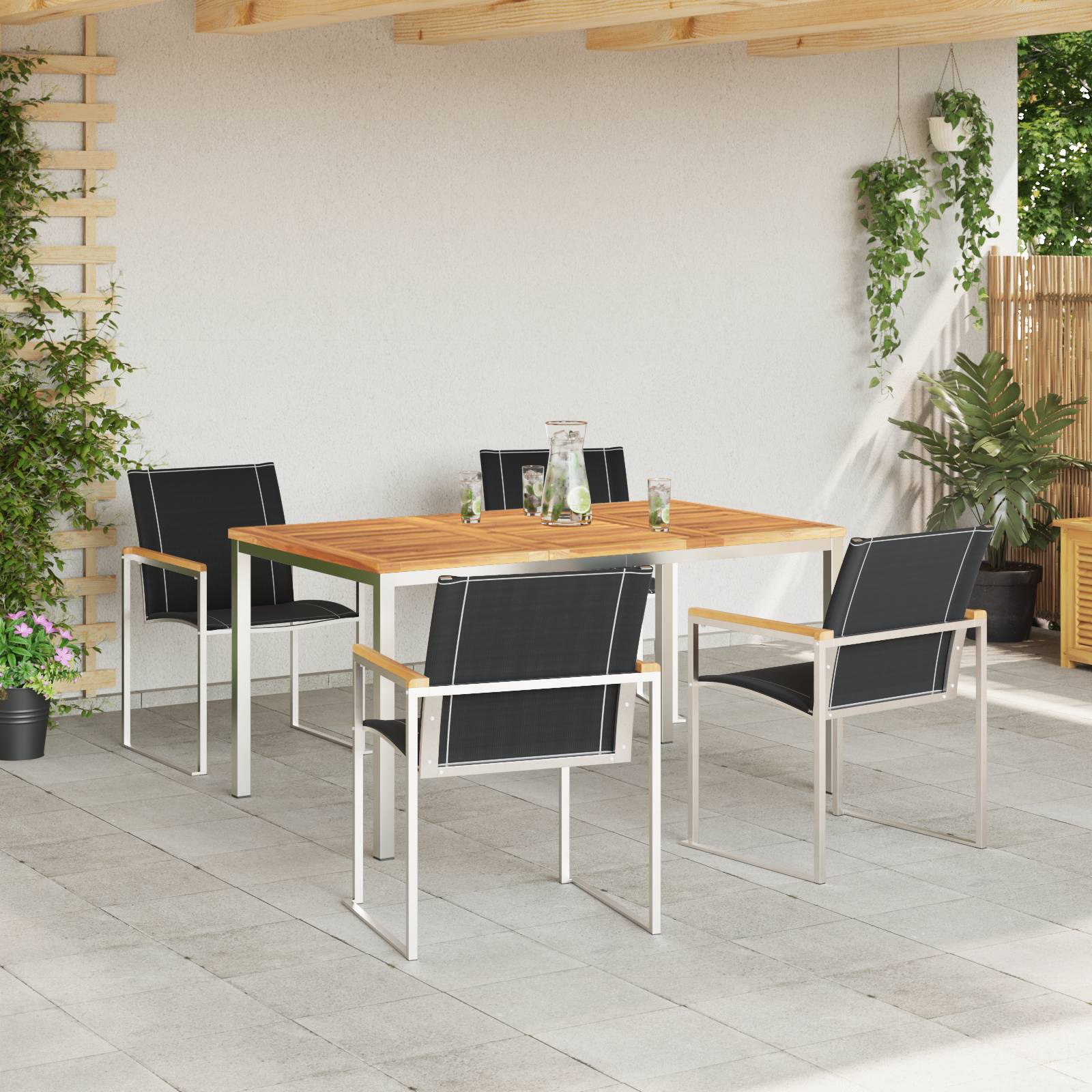 vidaXL 5-teiliges Garten Essgruppe Massivholz Akazie