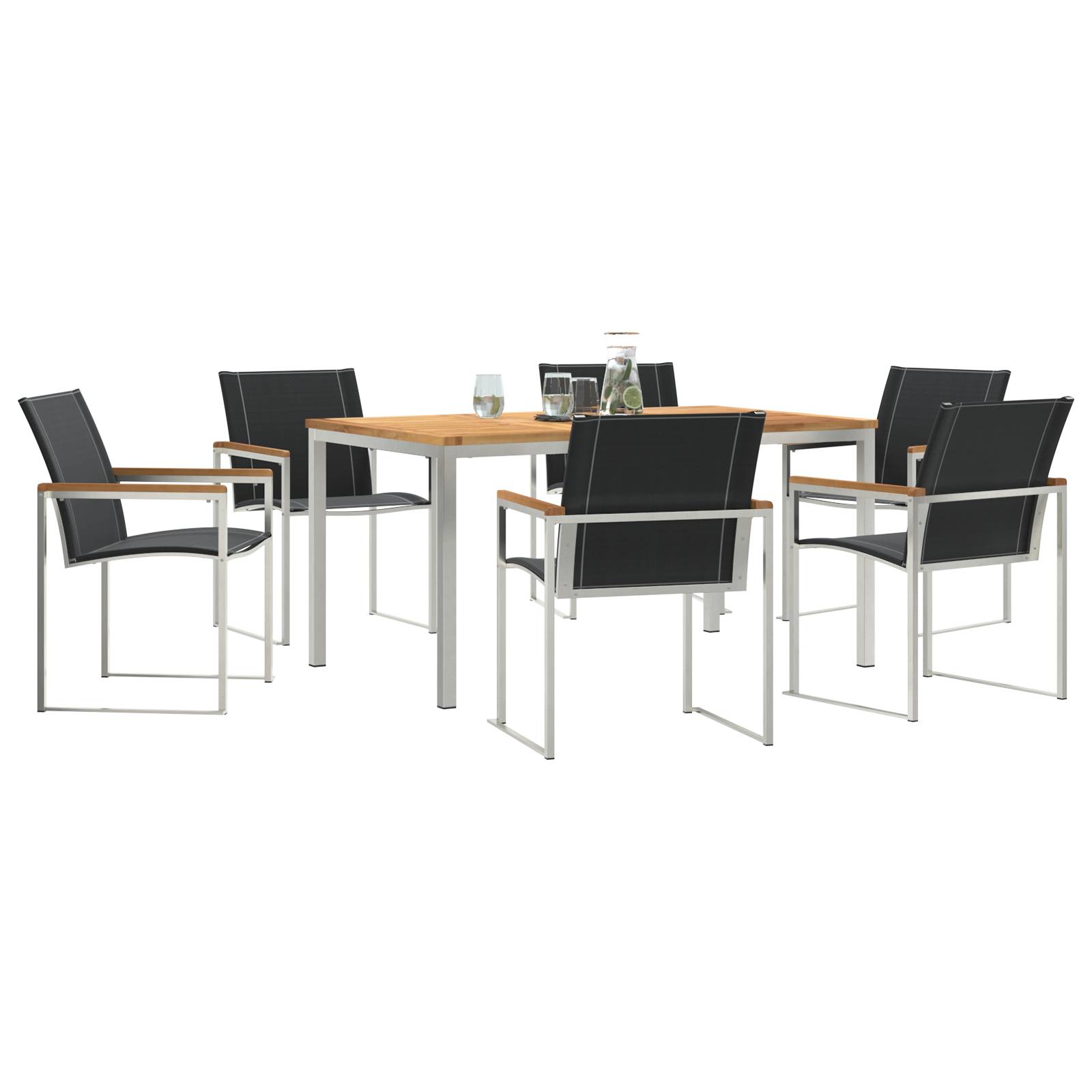 vidaXL 7-teilige Garten Essgruppe aus massivem Akazienholz